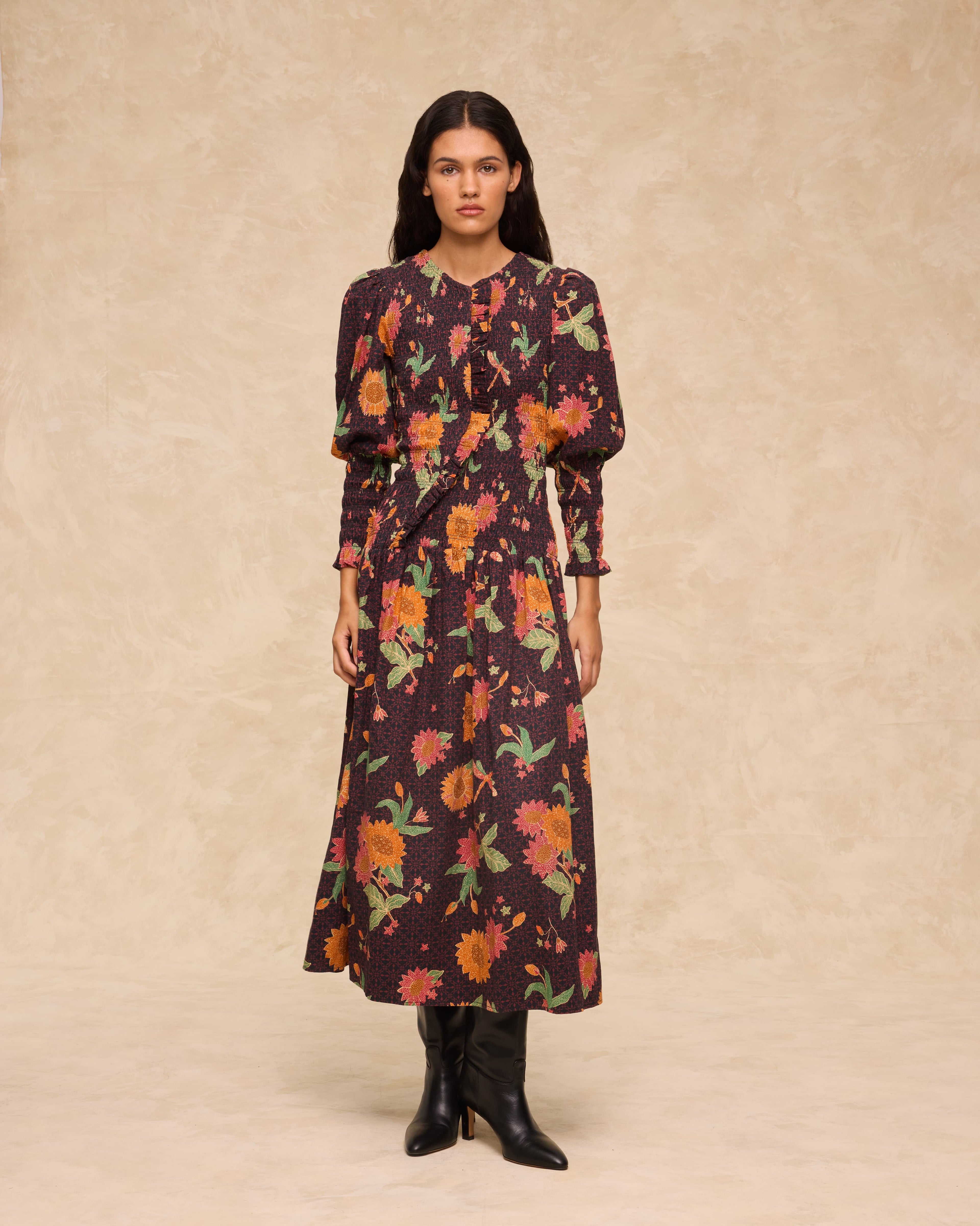 SCARLET | Vestido Midi de Algodón con Estampado Floral