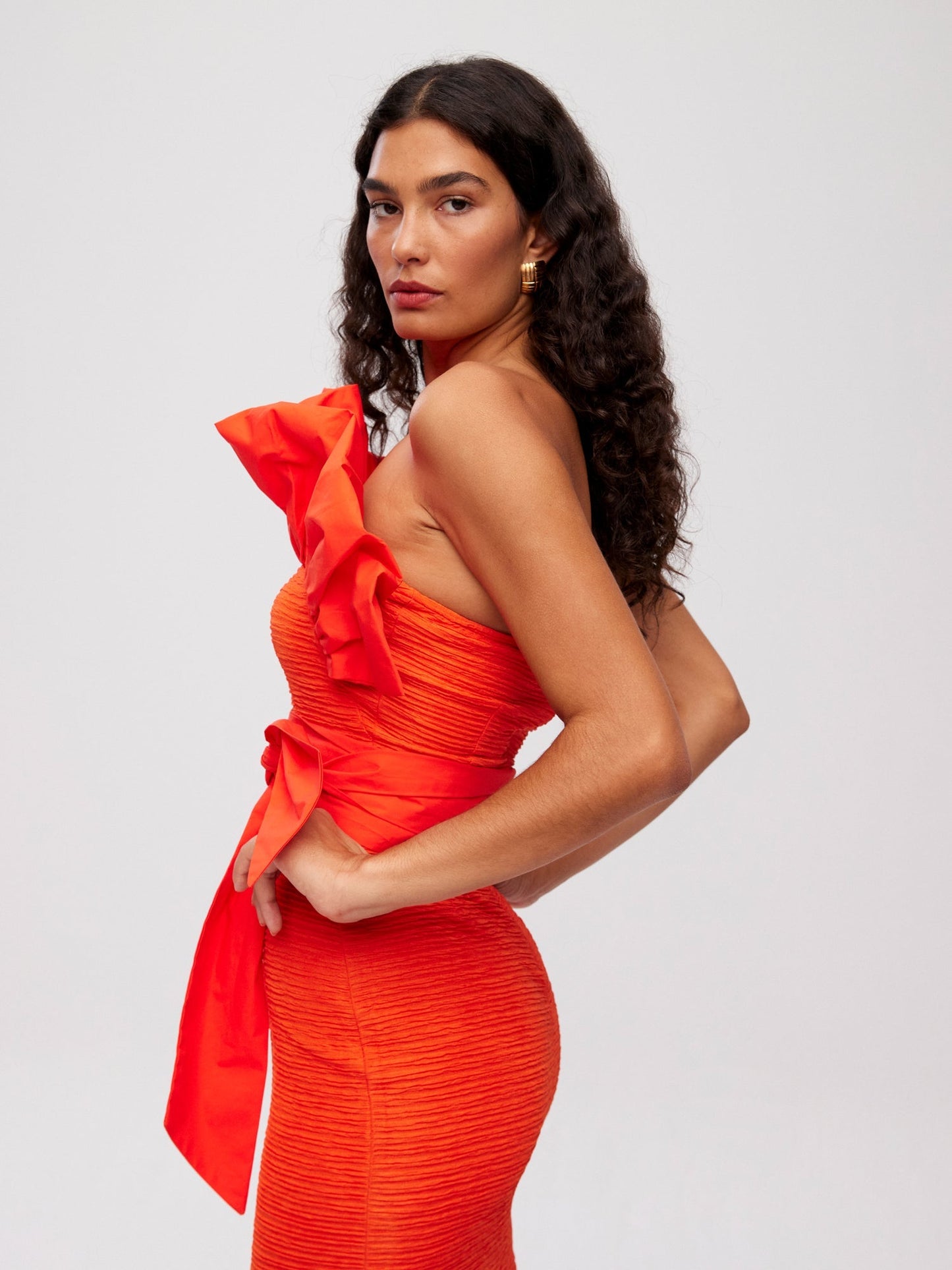 AGALI ORANGE - Vestido corto popelín naranja