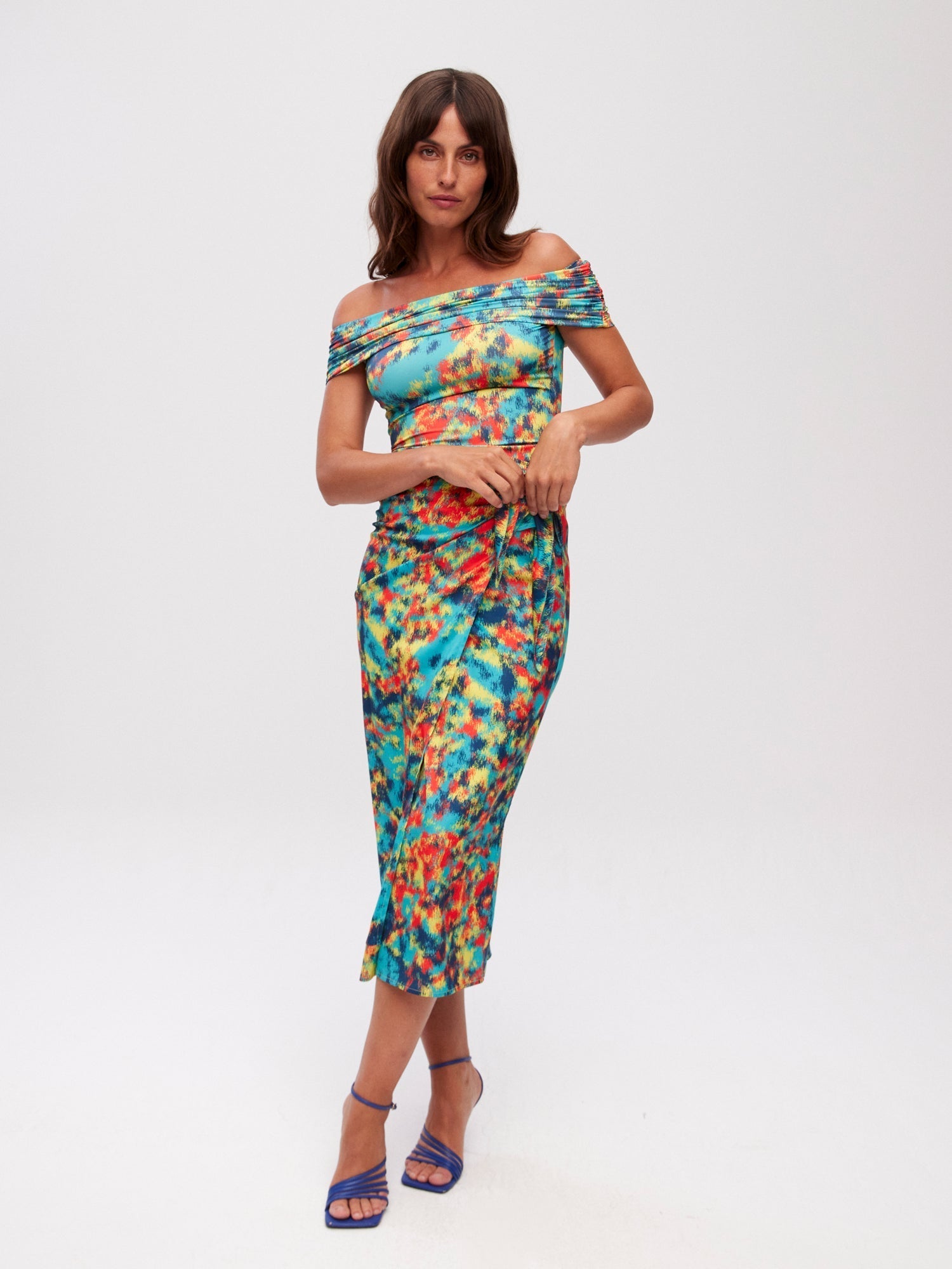 PALAWAN SKIRT PAINT - Falda wrap midi estamapado paint