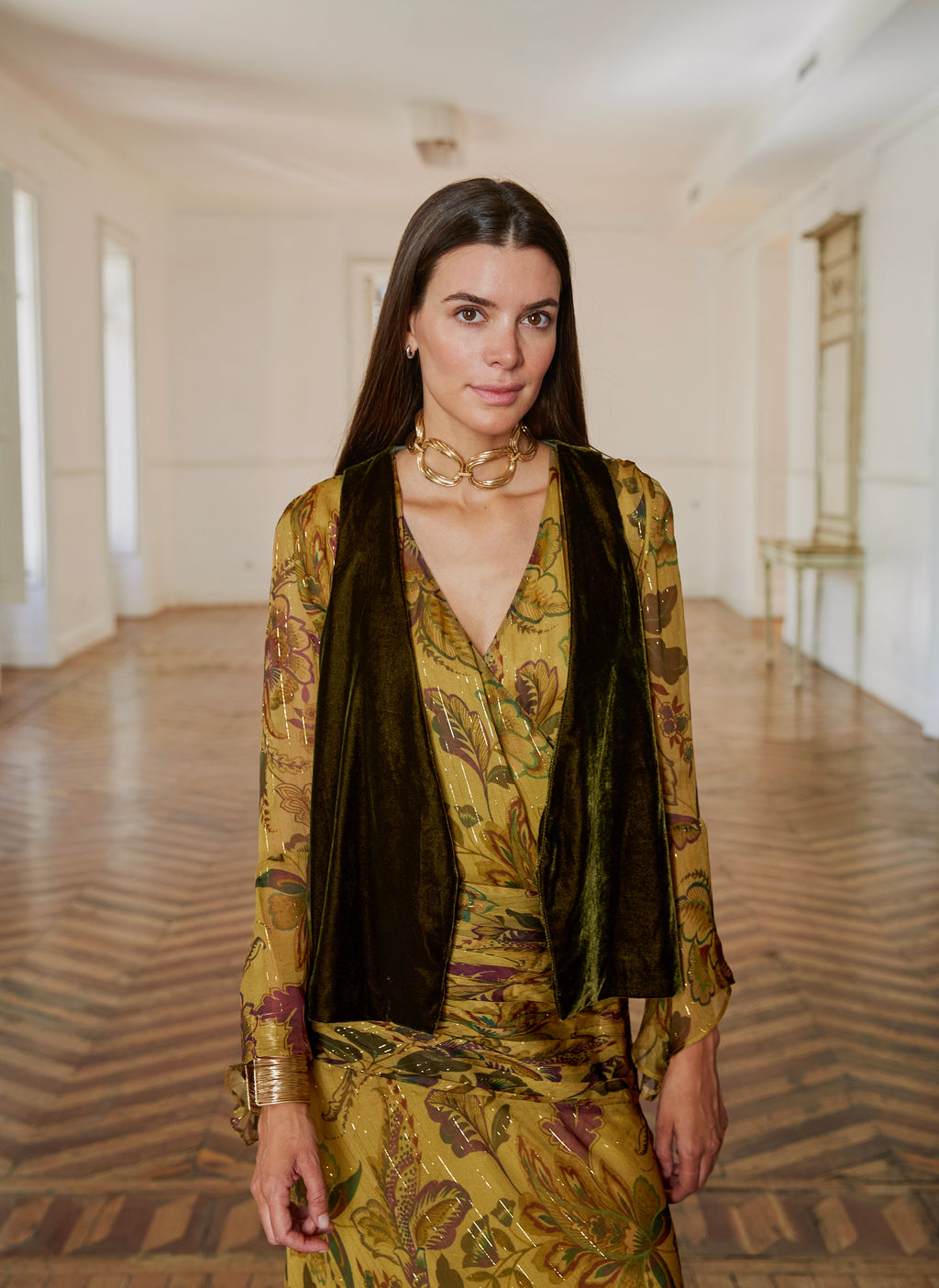 Chaleco terciopelo verde