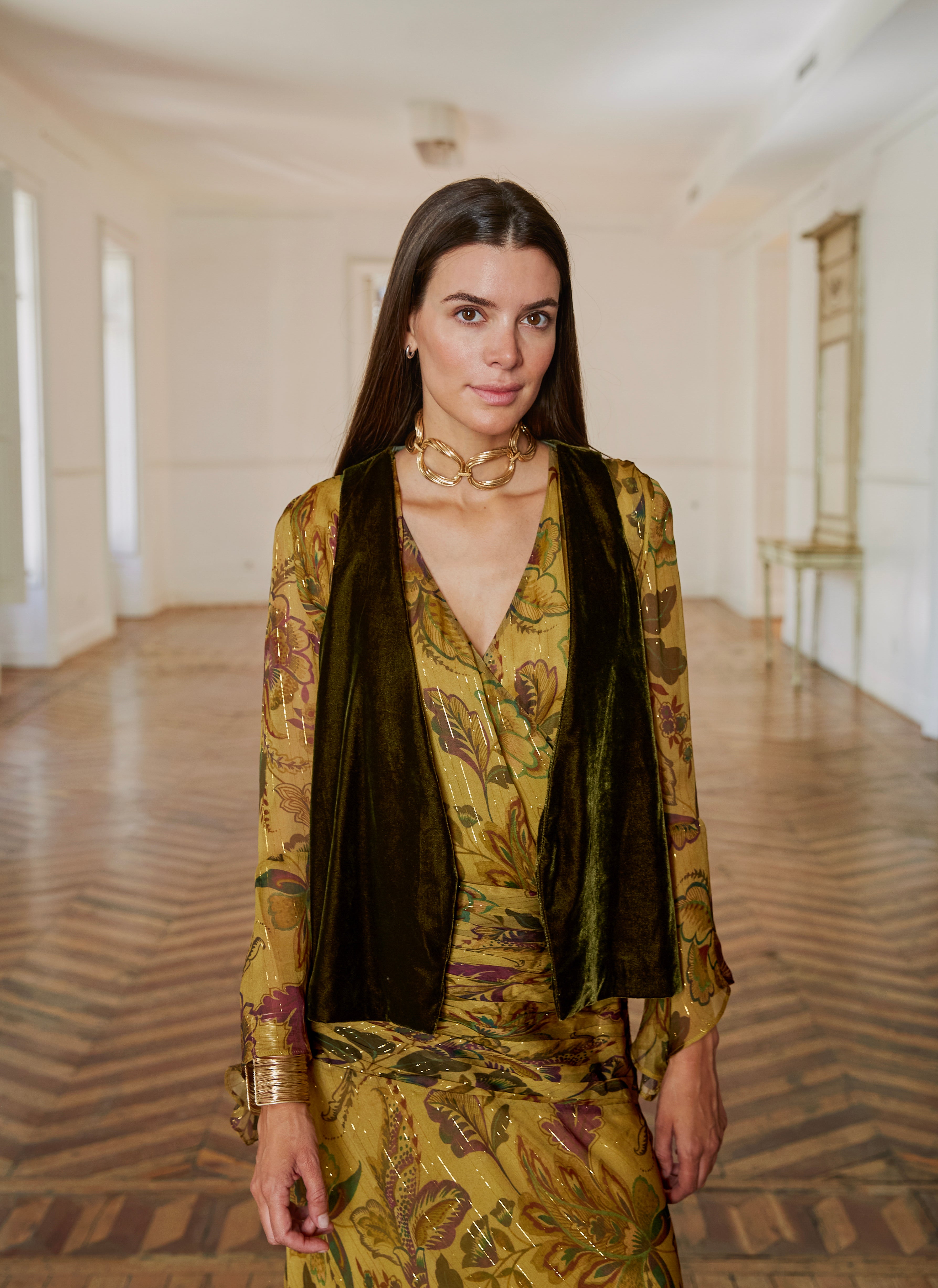 Chaleco terciopelo verde