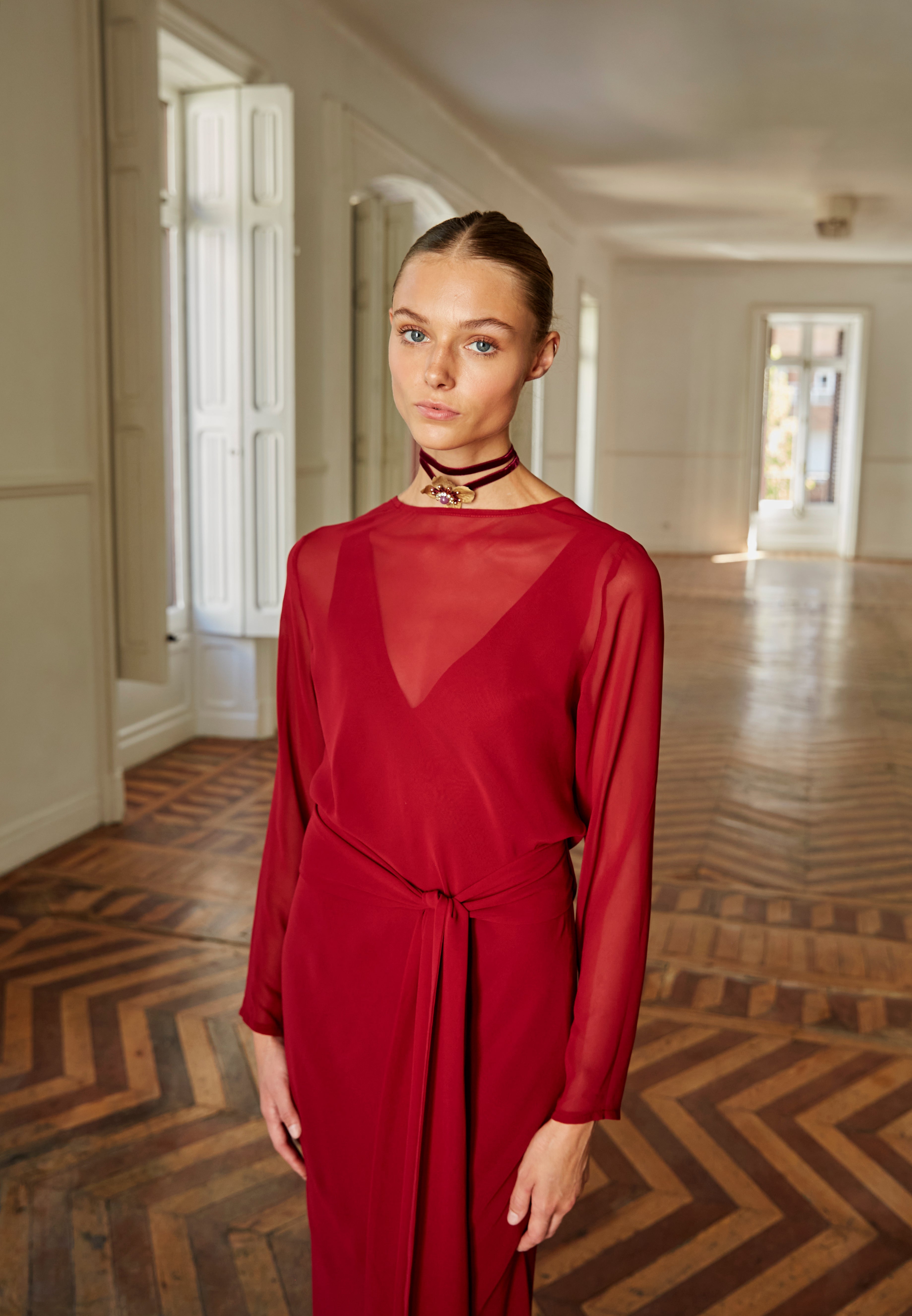 Vestido Sabina burdeos