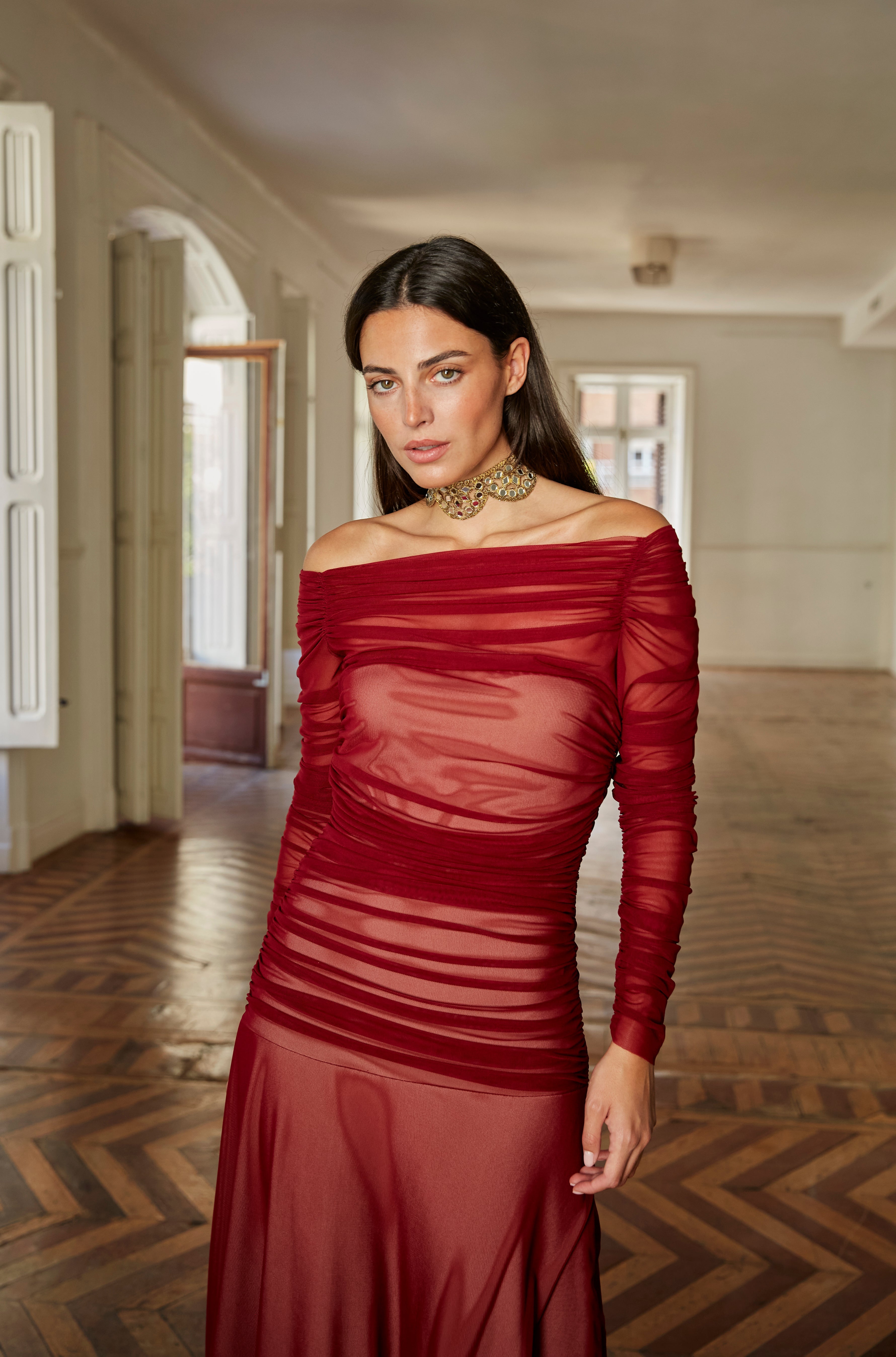 Vestido Pinsapo burdeos