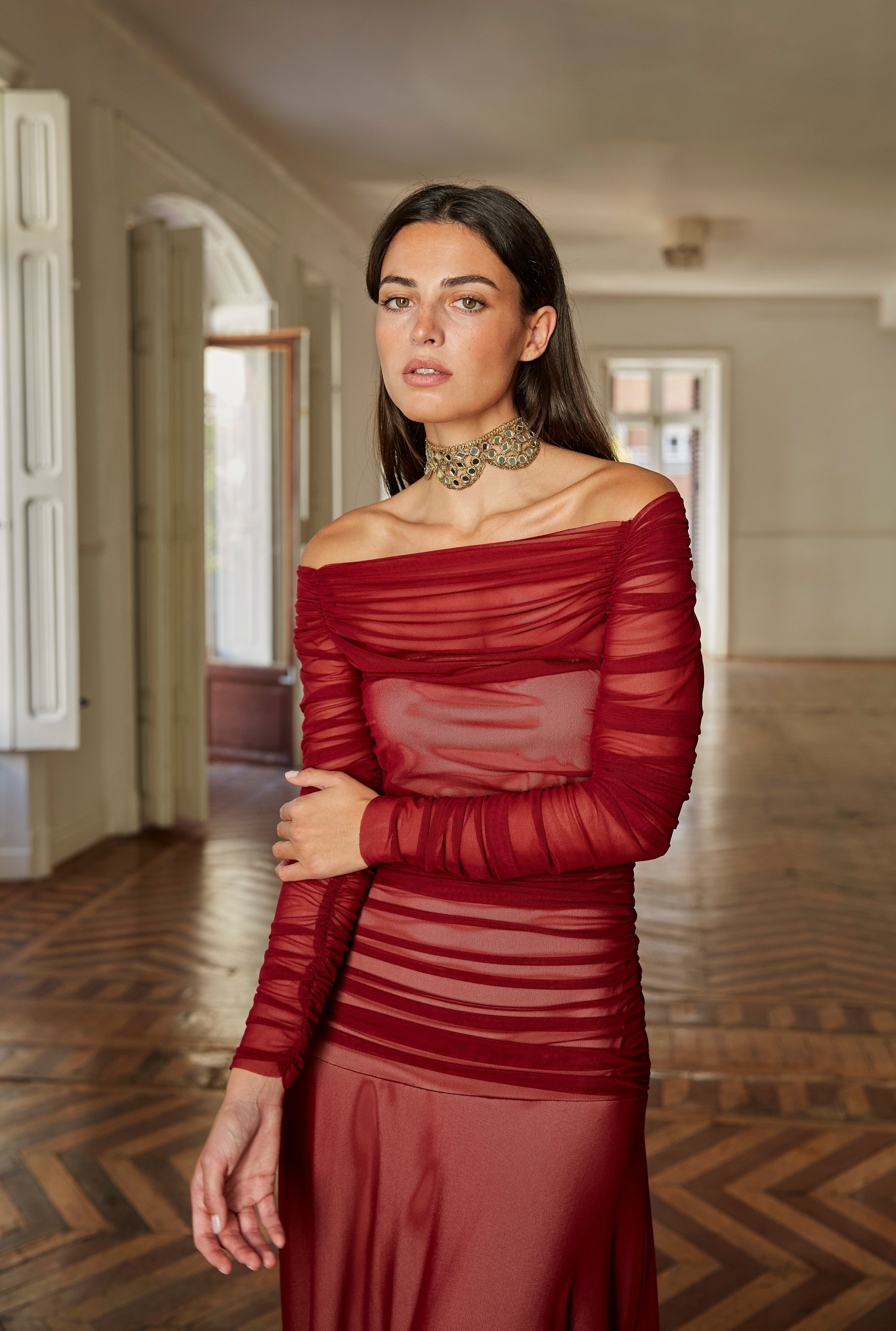 Vestido Pinsapo burdeos