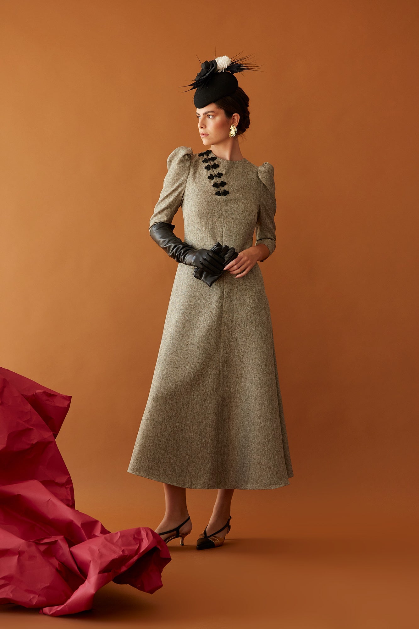 VESTIDO LONA CAQUI
