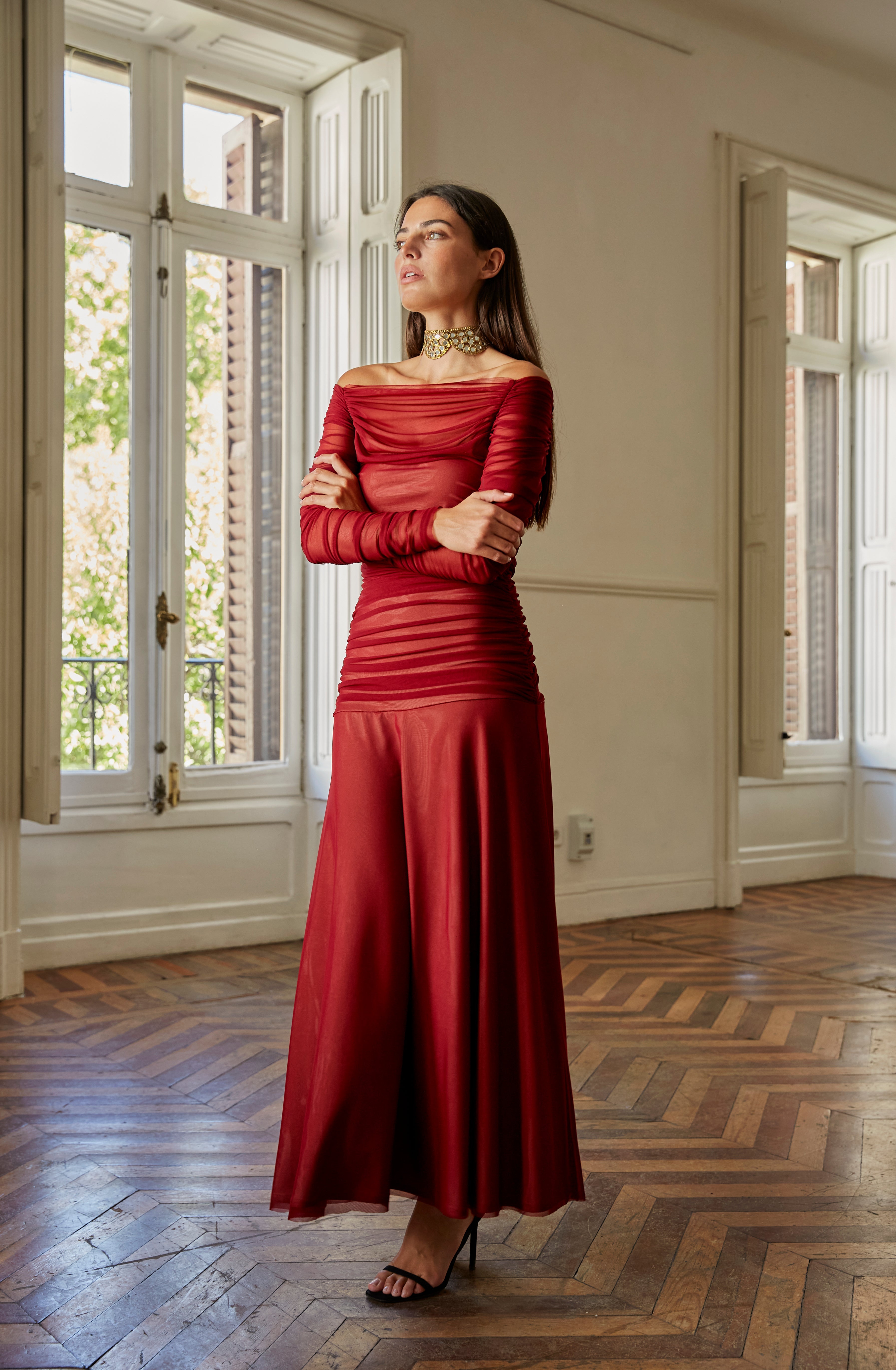 Vestido Pinsapo burdeos