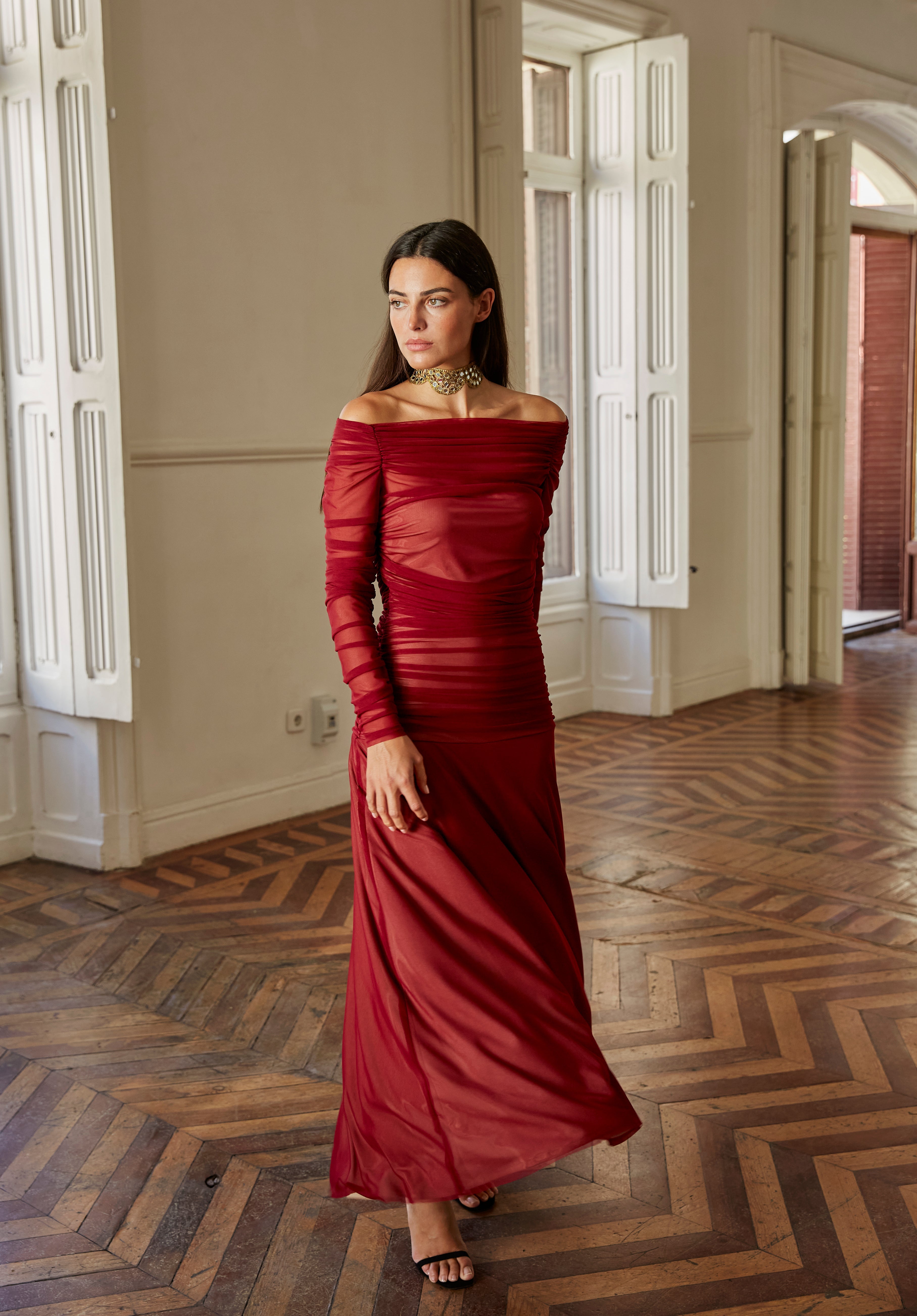 Vestido Pinsapo burdeos