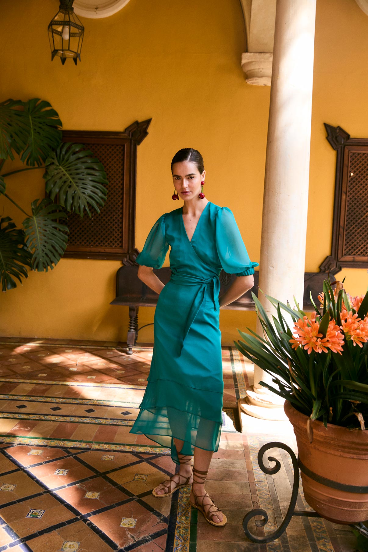 FALDA ARROLLADORA CHANTAL VERDE ESMERALDA