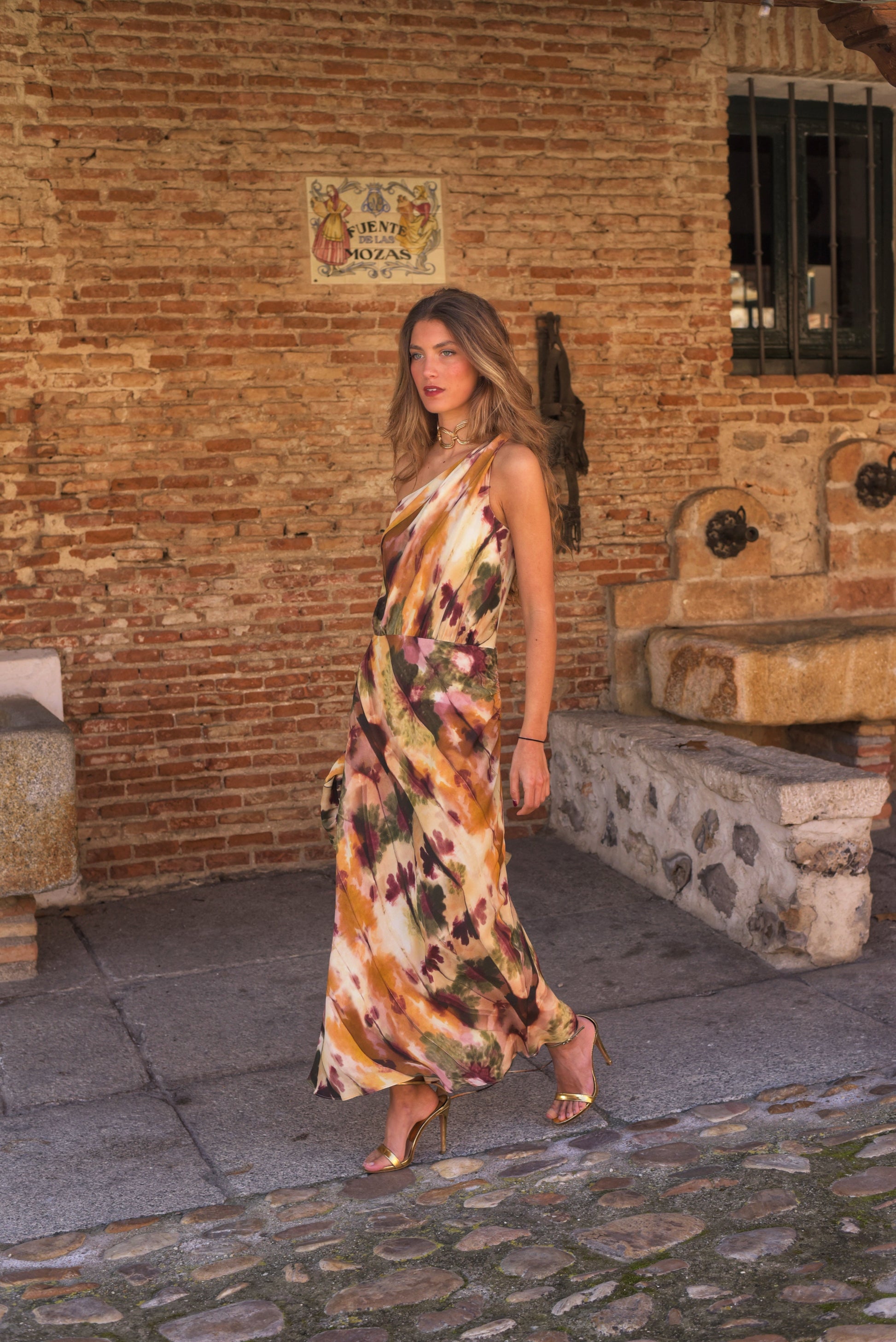 Vestido Lady Camaleón mostaza/verde
