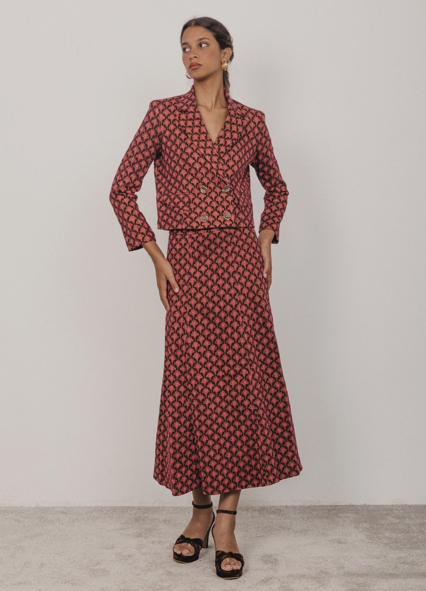 Falda Primavese Lurex/berenjena