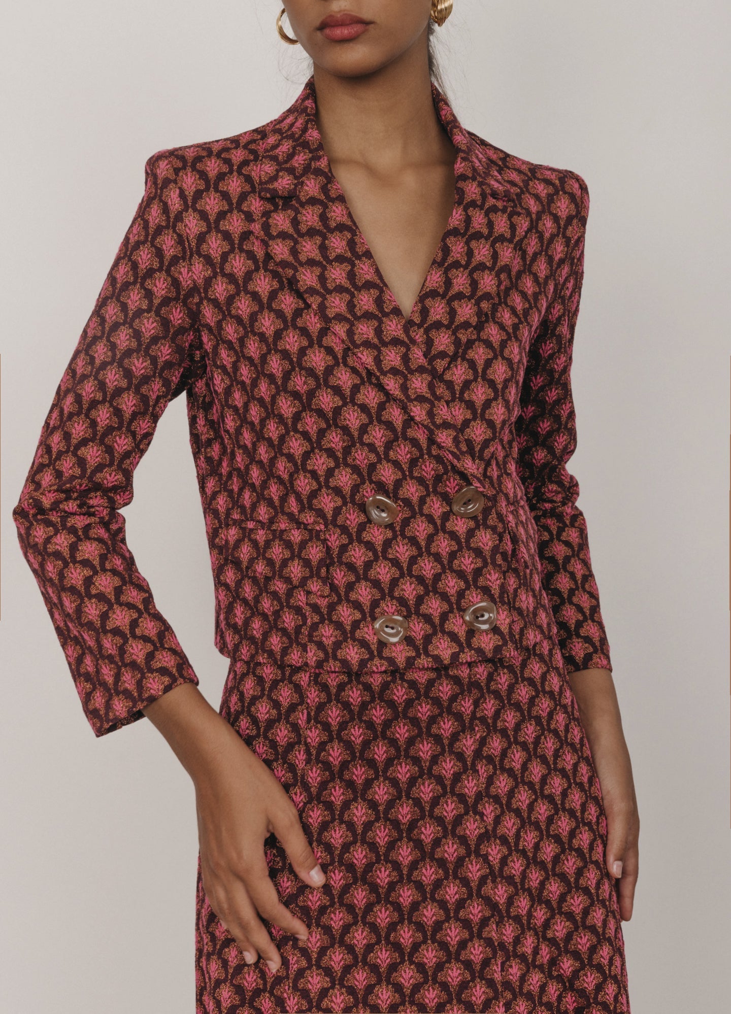 Chaqueta Mizzi Lurex/berenjena