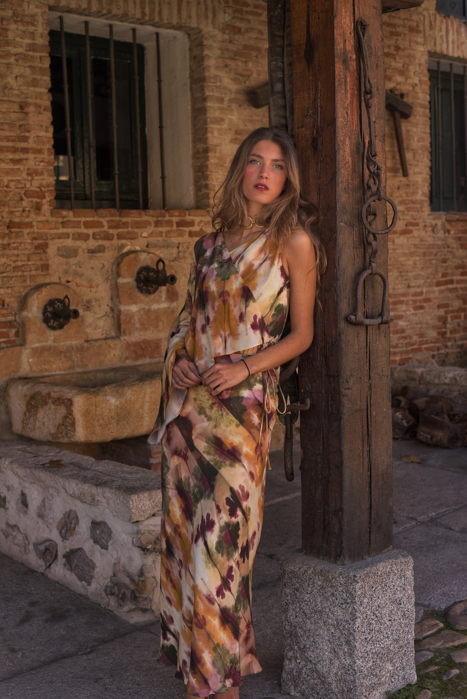 Vestido Lady Camaleón mostaza/verde