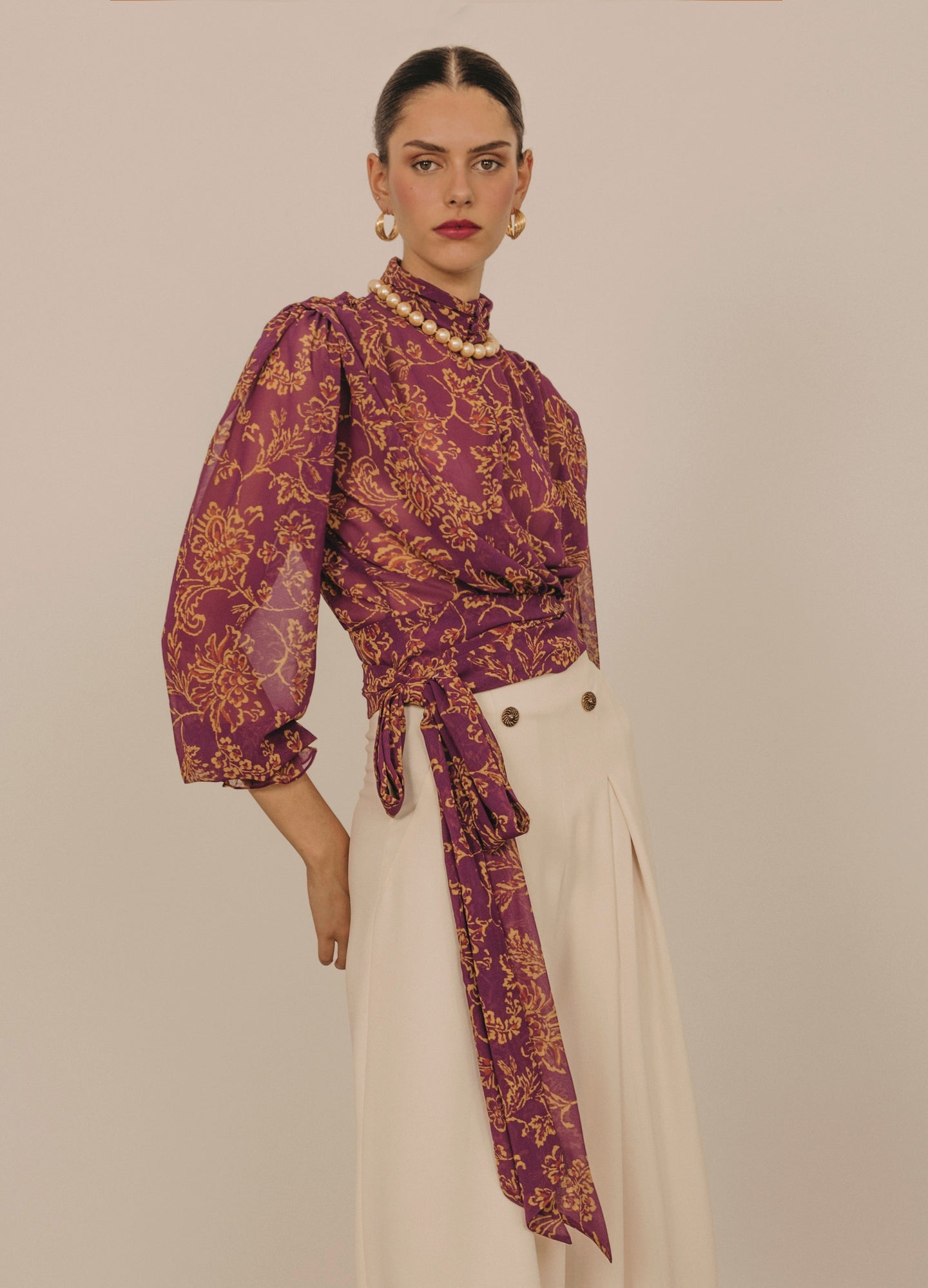 Blusa Florisse Mostaza/buganvilla