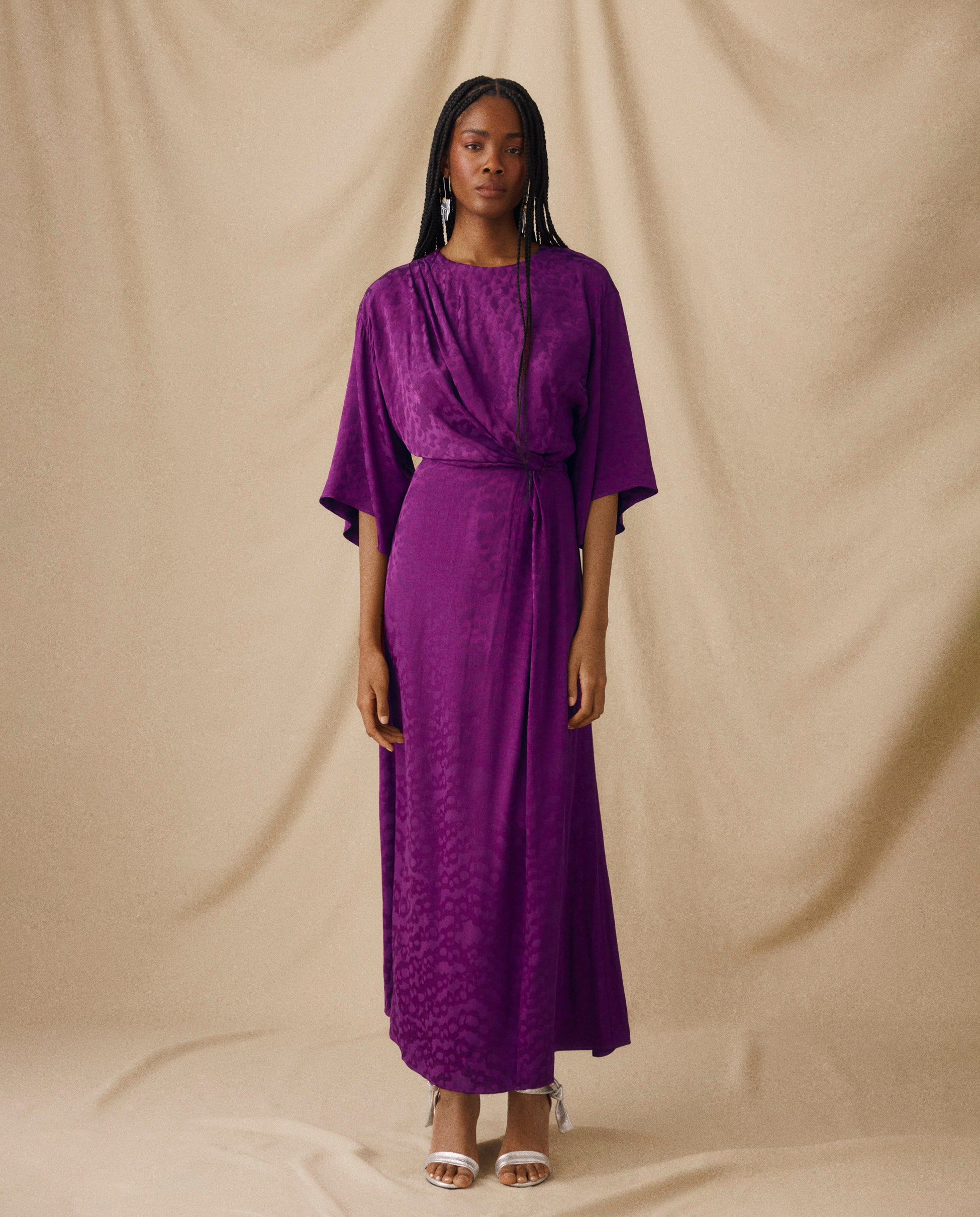 CICELEY | Vestido Largo en Jacquard Magenta