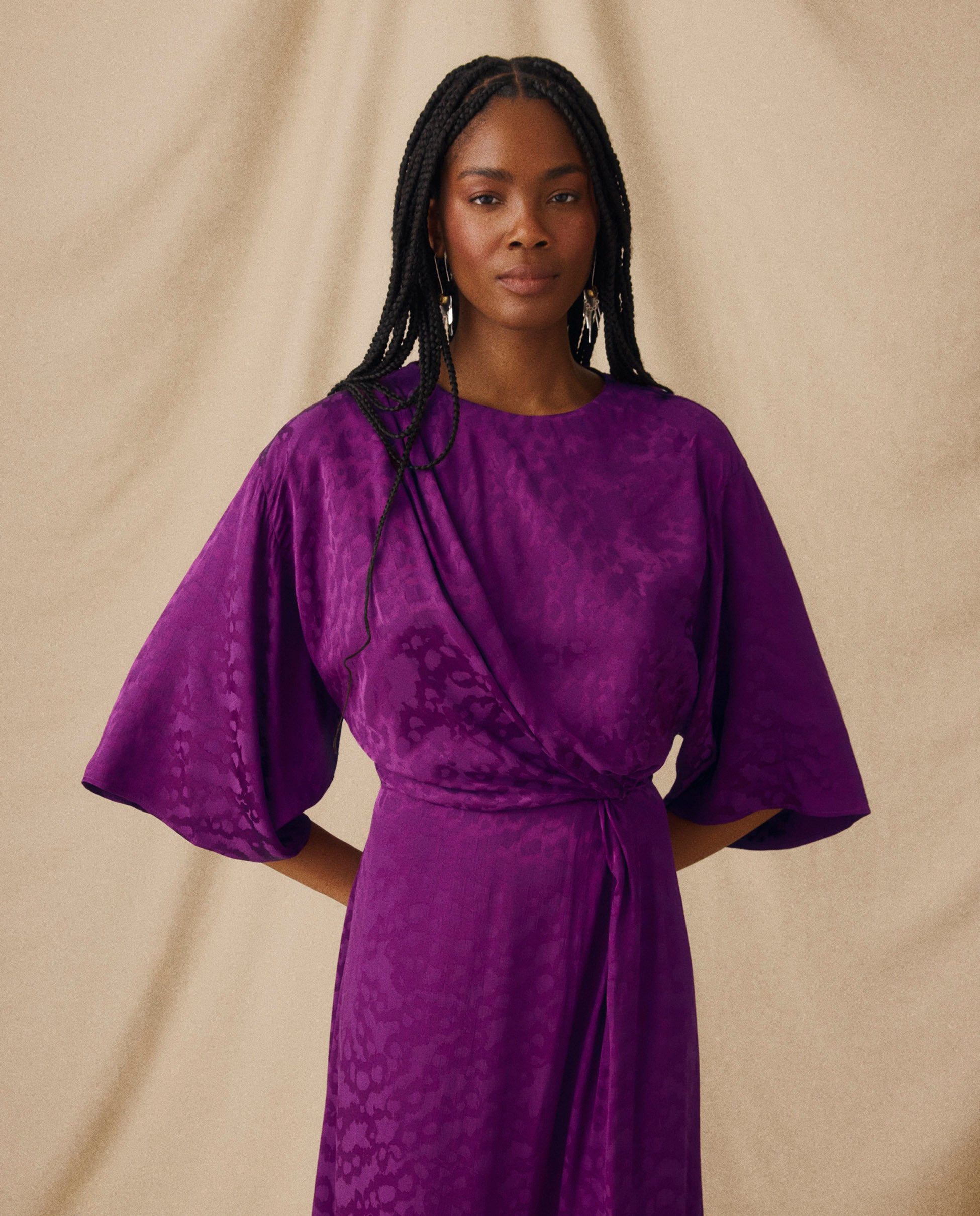 CICELEY | Vestido Largo en Jacquard Magenta