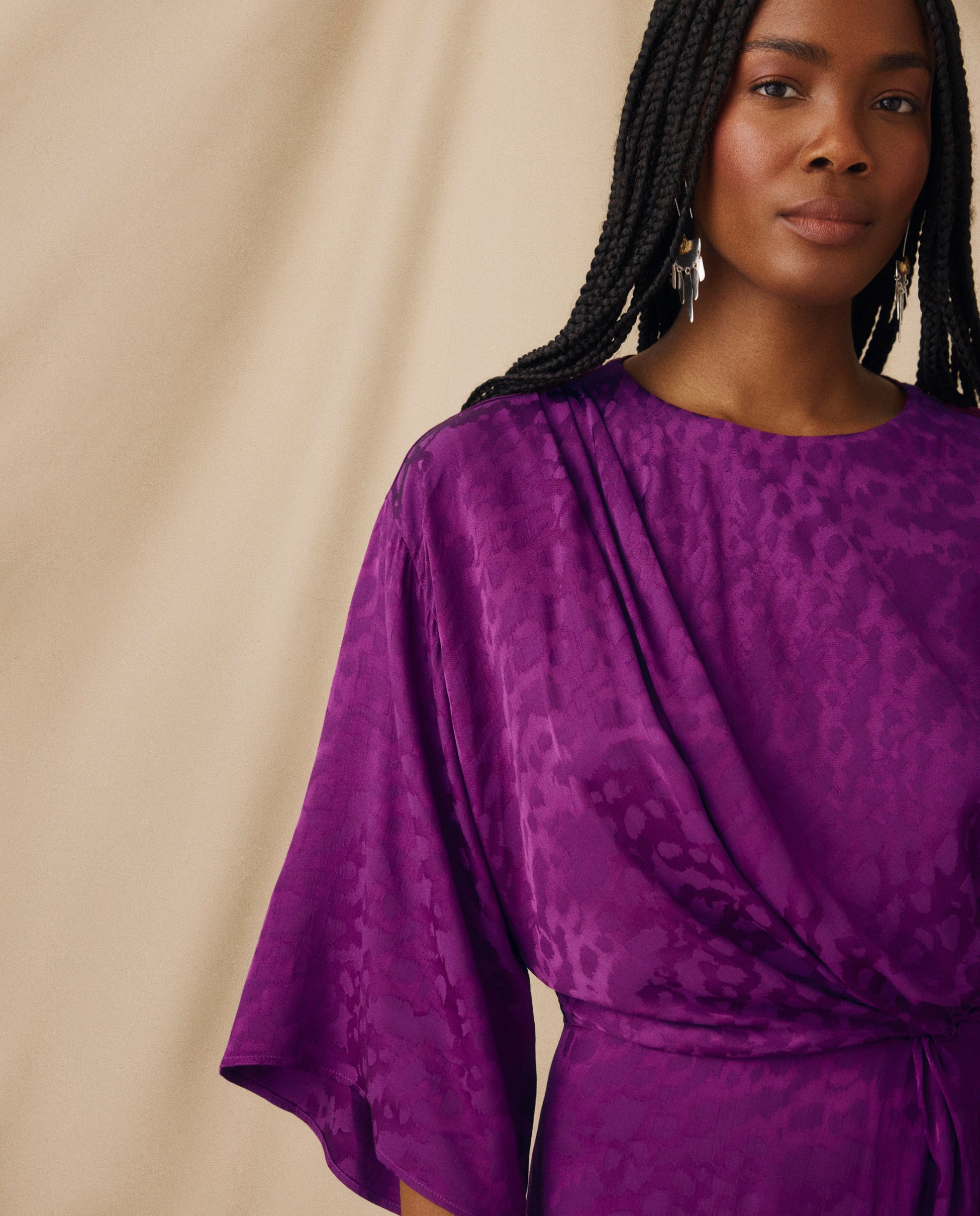 CICELEY | Vestido Largo en Jacquard Magenta
