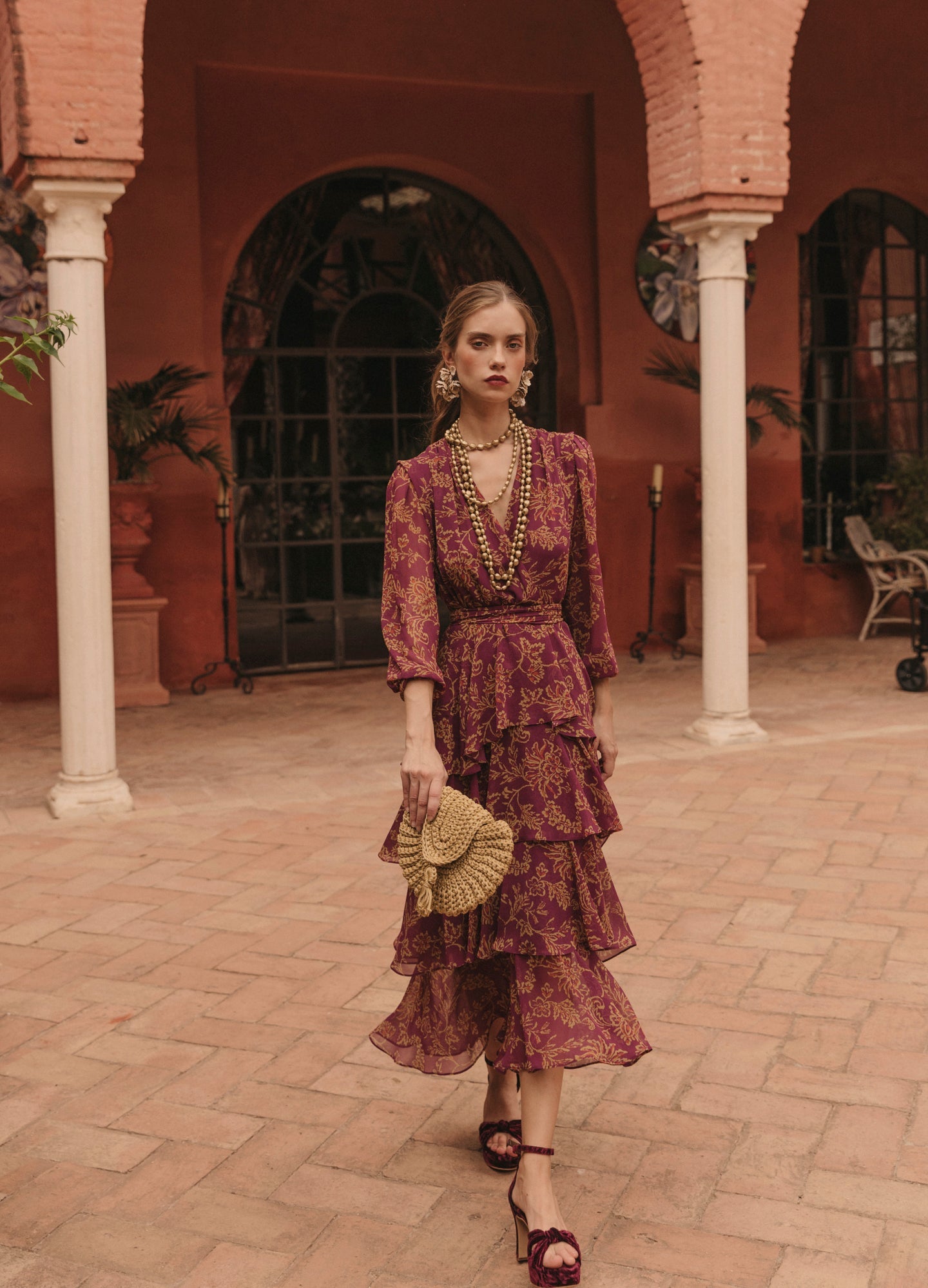 Vestido Helma Mostaza/buganvilla