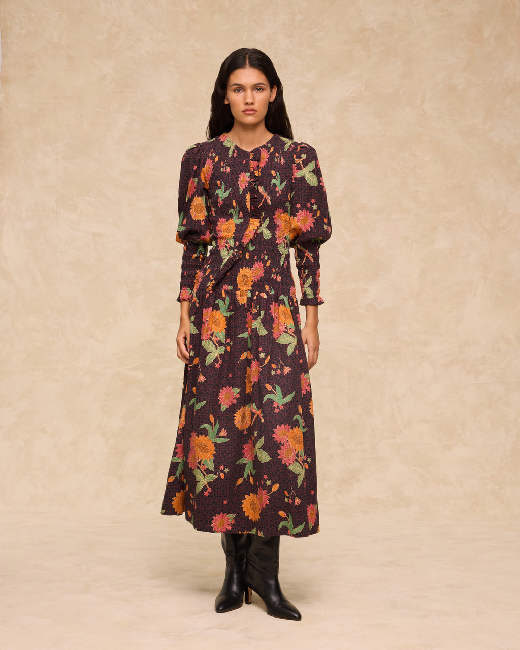 SCARLET | Vestido Midi de Algodón con Estampado Floral
