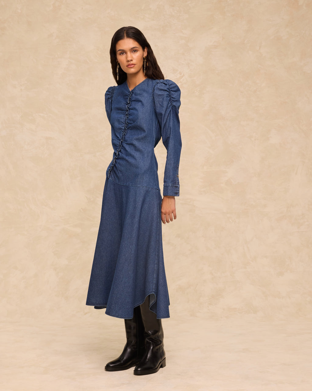 SIENNA | Vestido Midi de Algodón en Azul Índigo