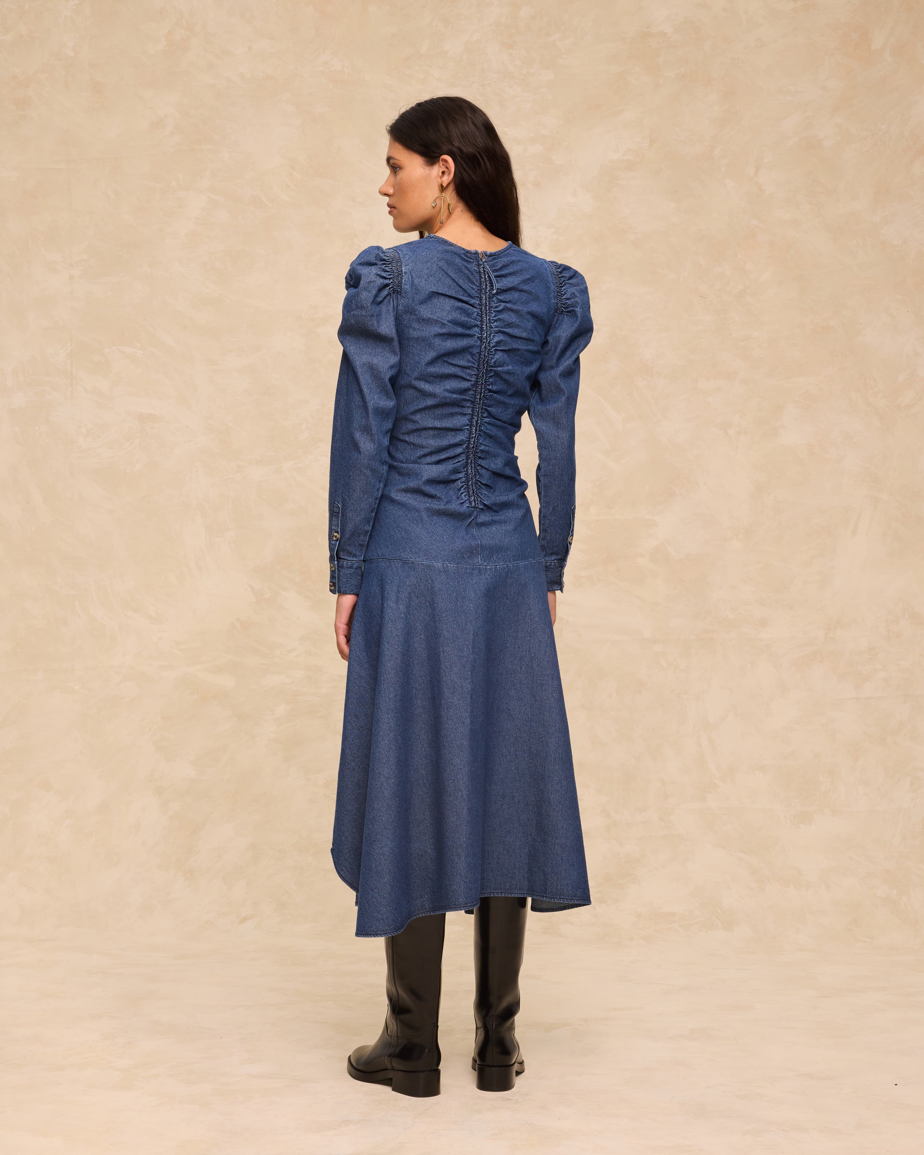 SIENNA | Vestido Midi de Algodón en Azul Índigo