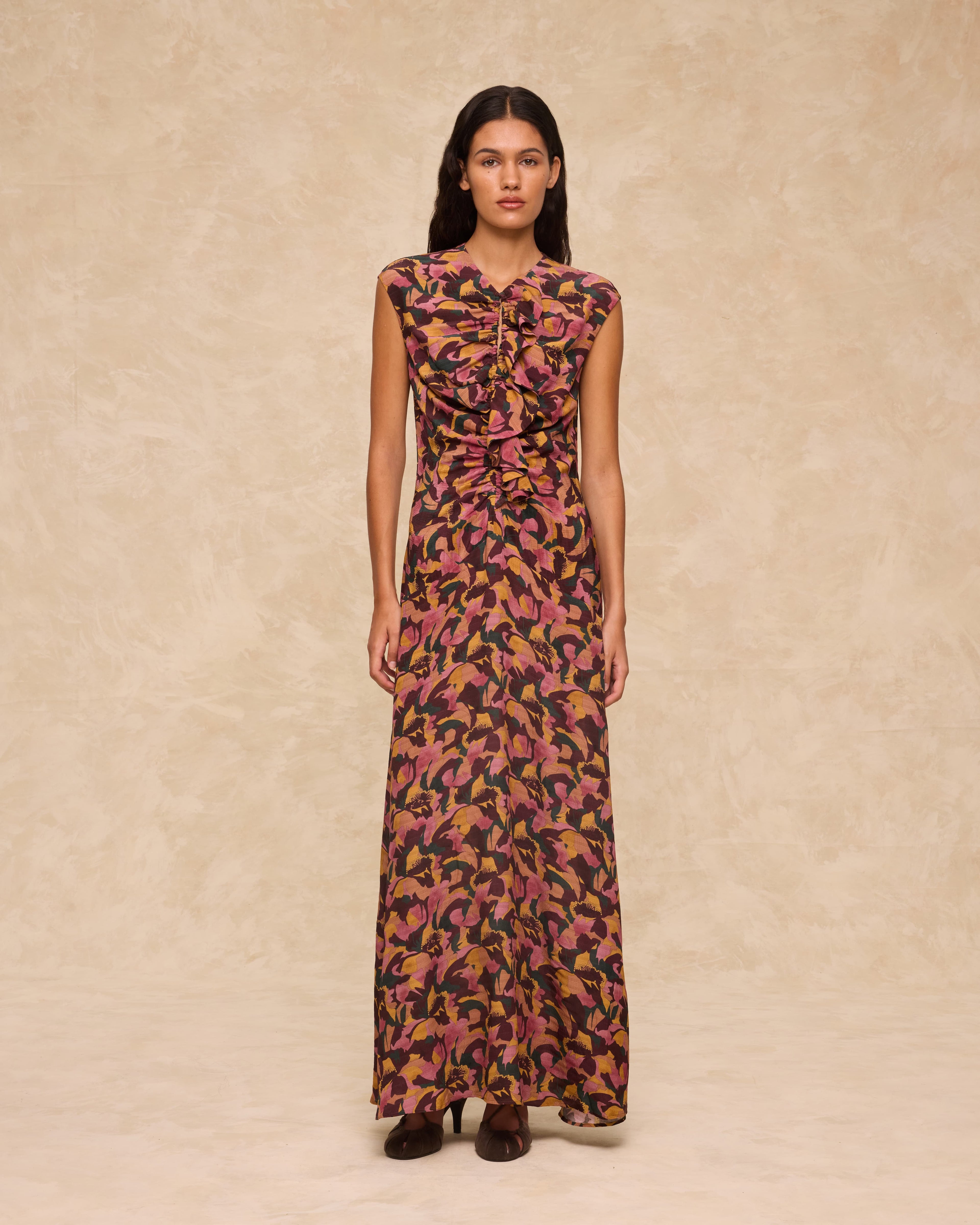SAACHI | Vestido Estampado de Flores con Volantes