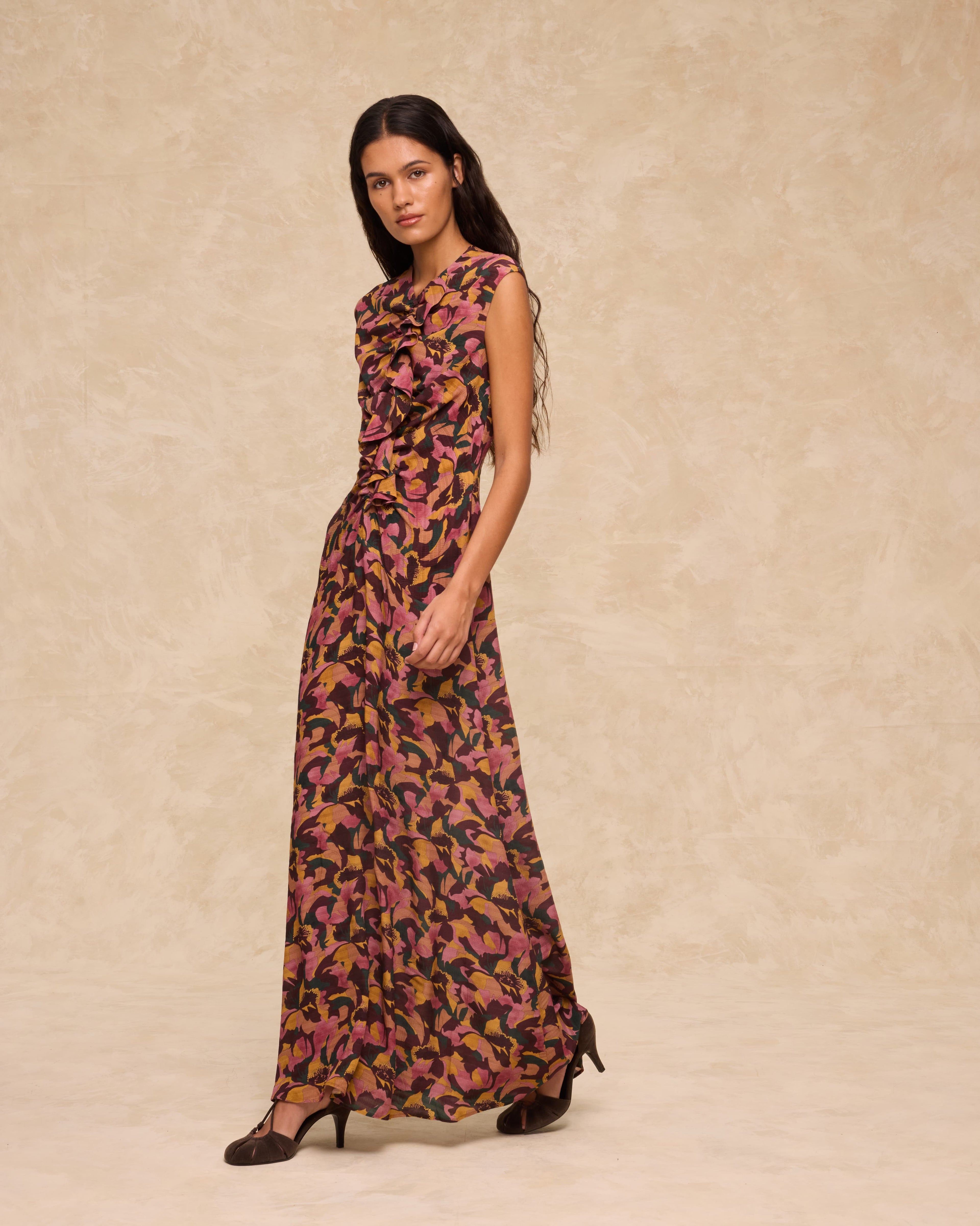 SAACHI | Vestido Estampado de Flores con Volantes