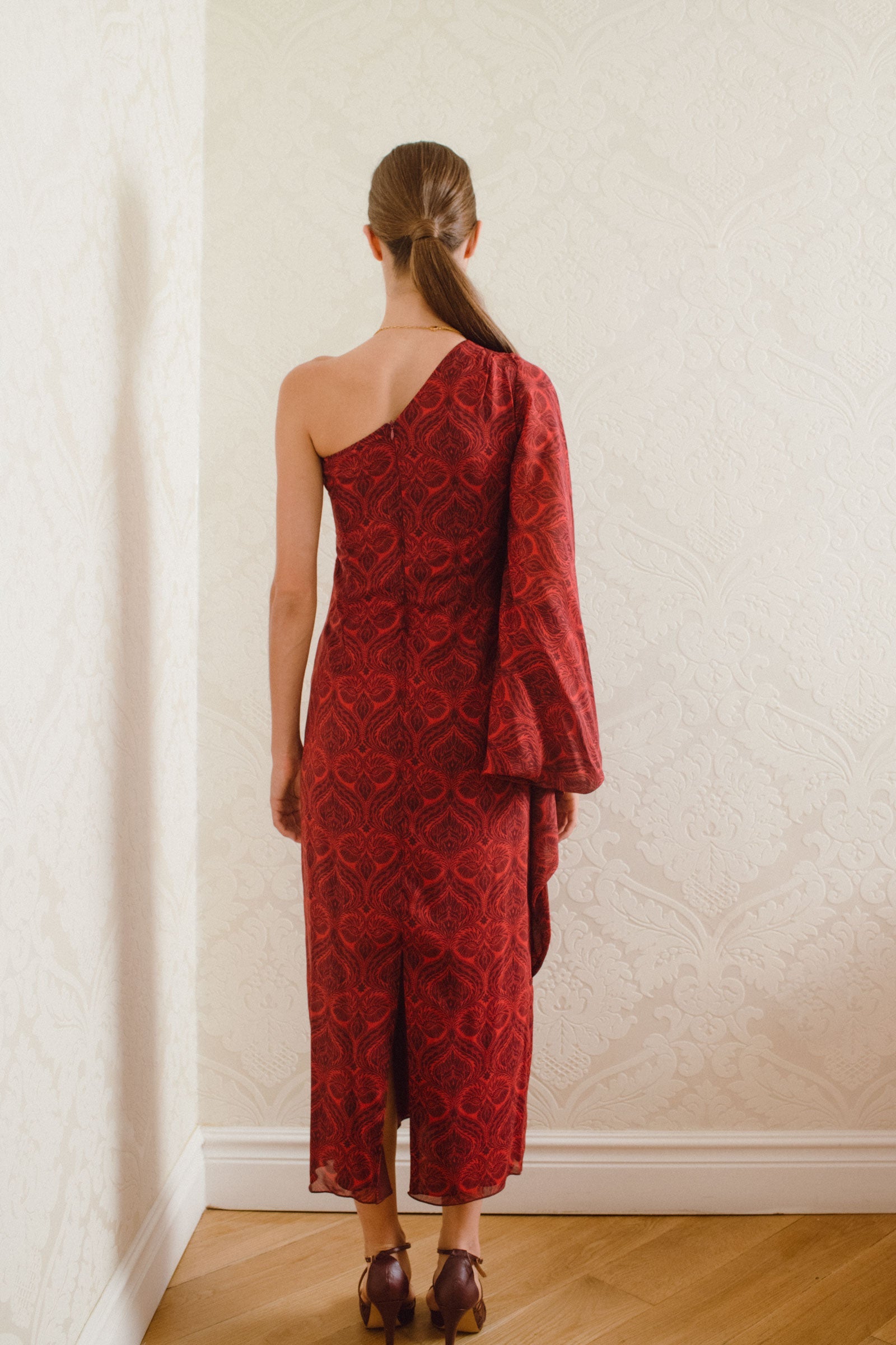 VESTIDO ORIGAMI GUINDA