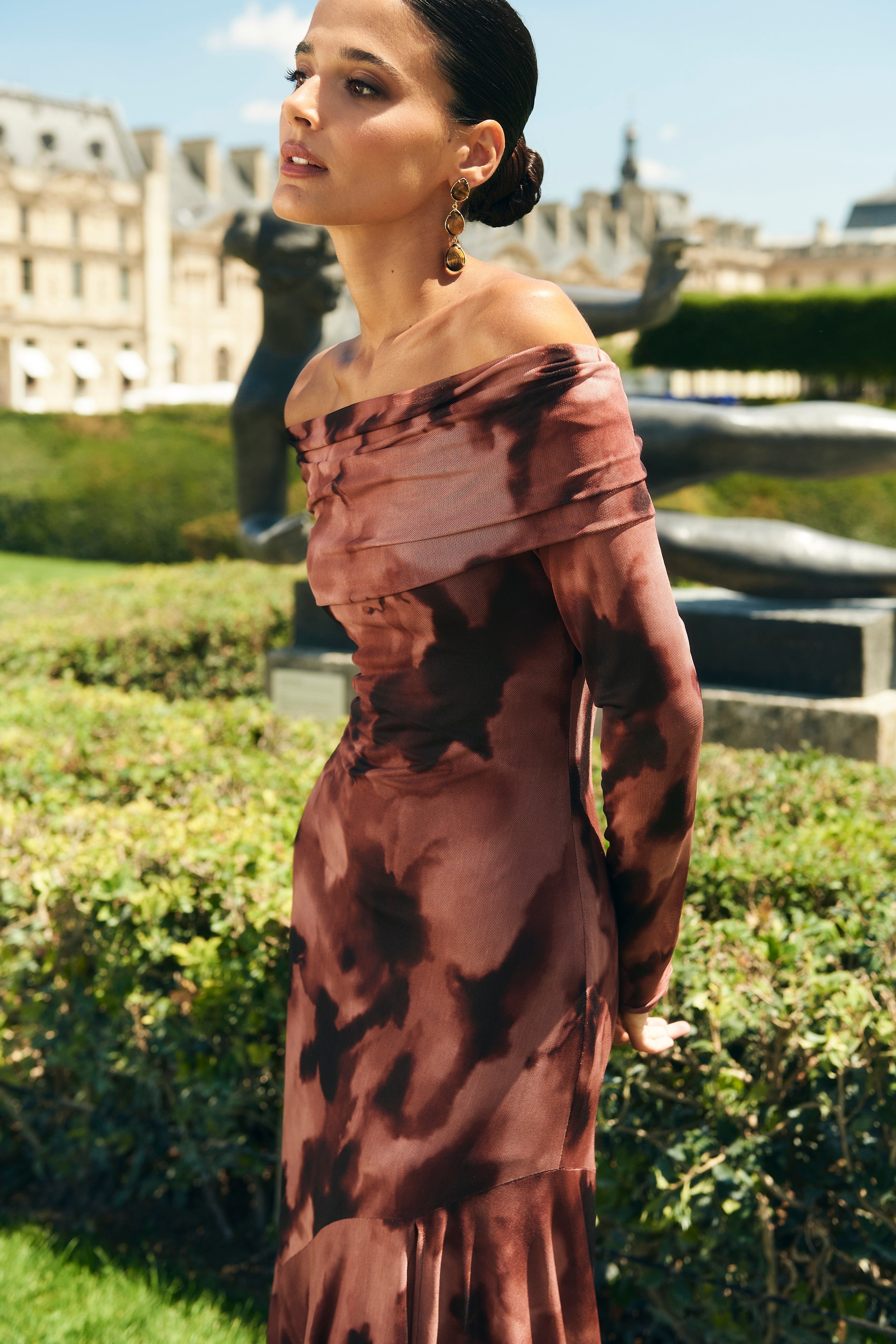 Vestido Mindi Estampado Marrón