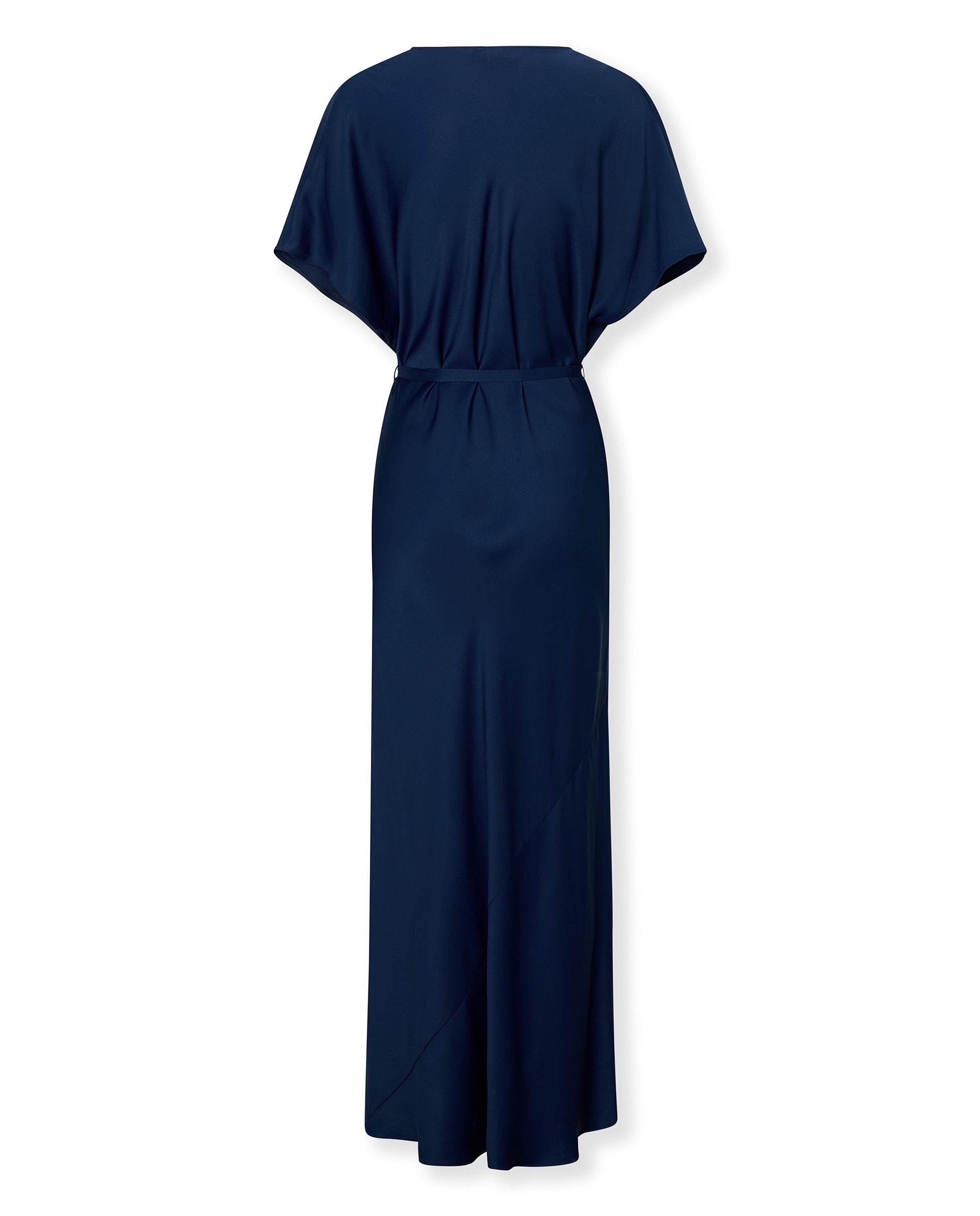 CAPRI | Vestido Largo de Satén Azul Marino Intenso