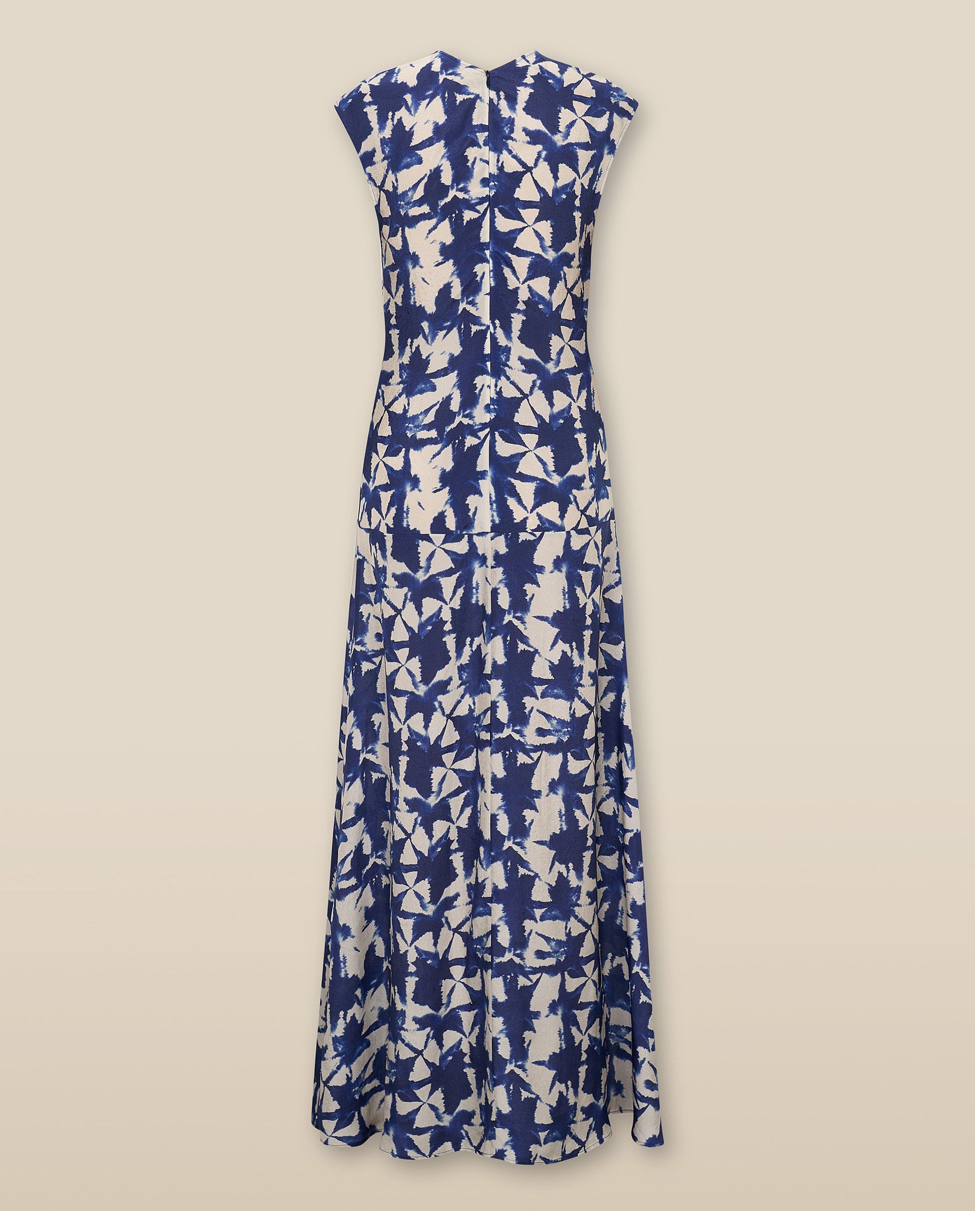 SAACHI | Vestido Maxi Estampado Azul con Volantes