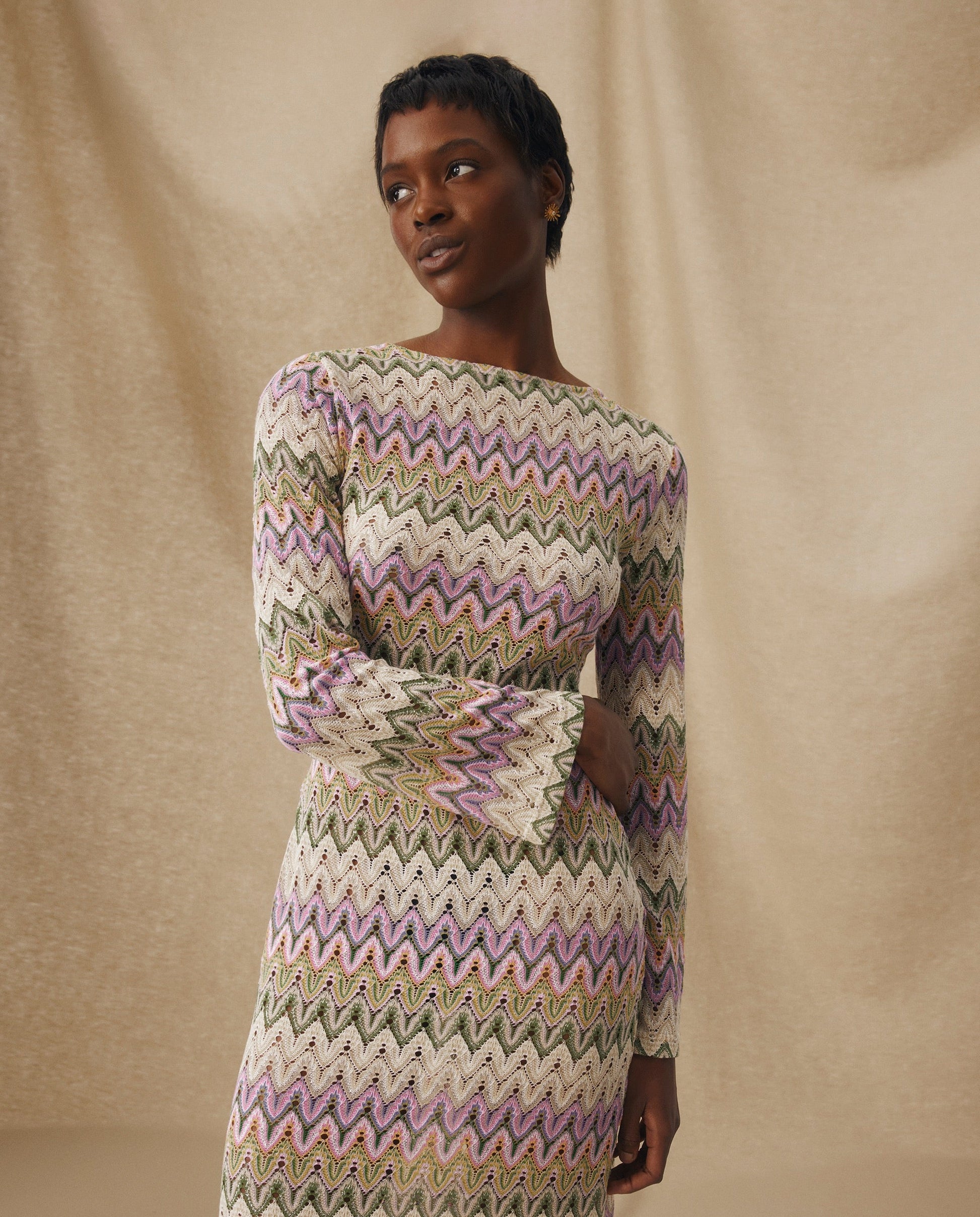 KONA | Vestido Midi de Punto Pointelle Multicolor