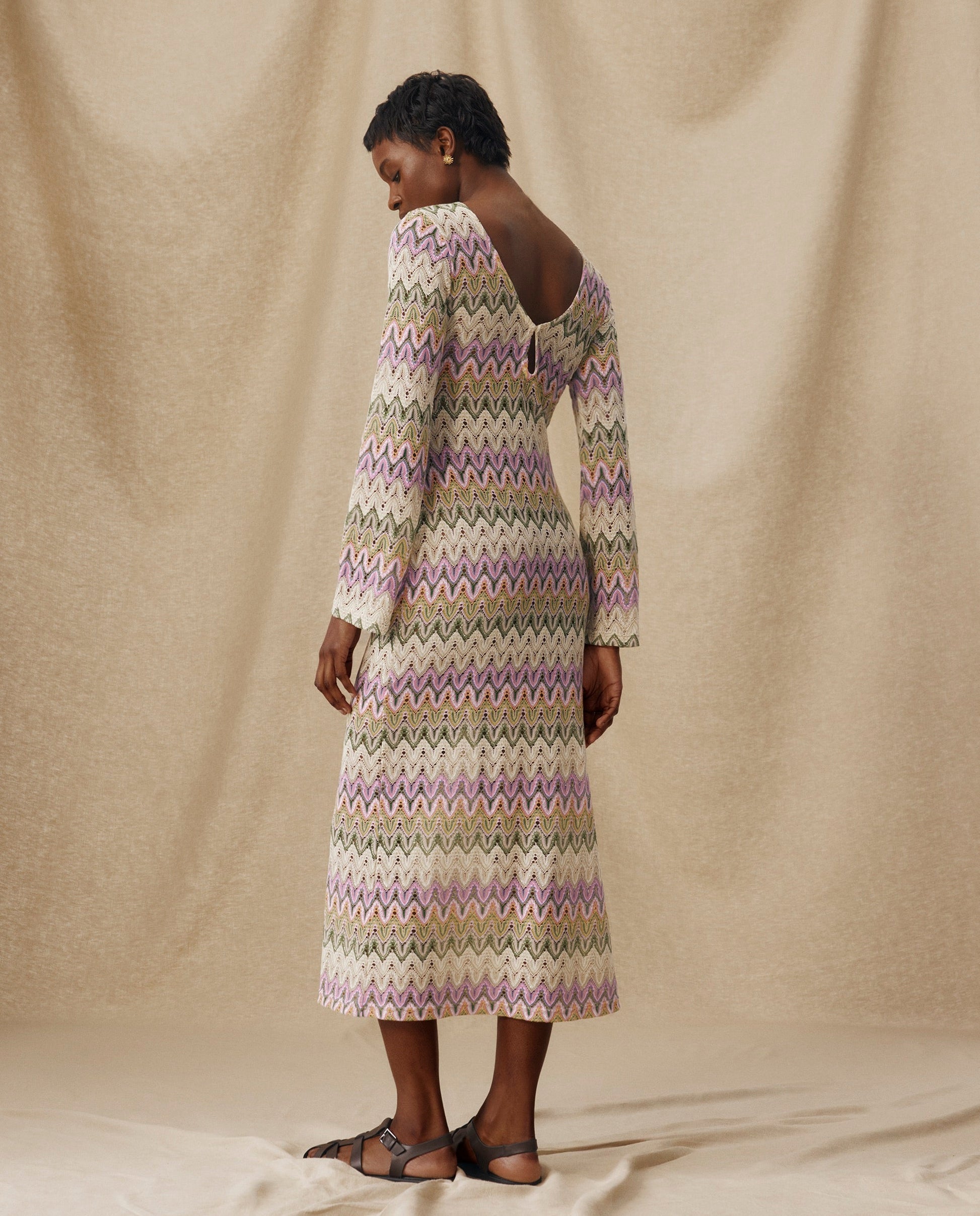 KONA | Vestido Midi de Punto Pointelle Multicolor