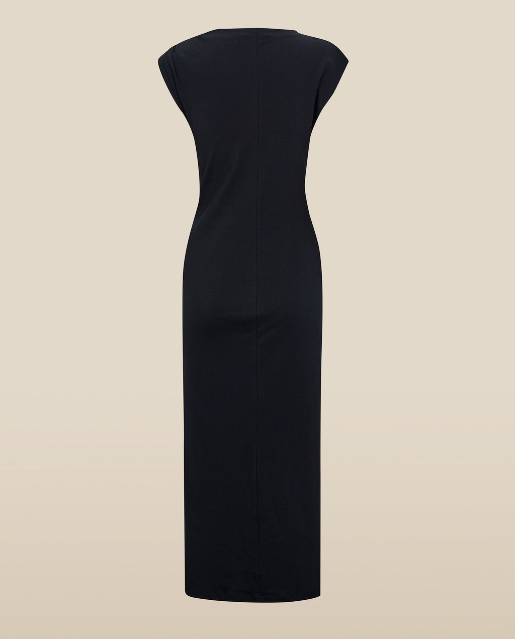 ALLIE | Vestido Midi Ajustado de Algodón Negro con Fruncido