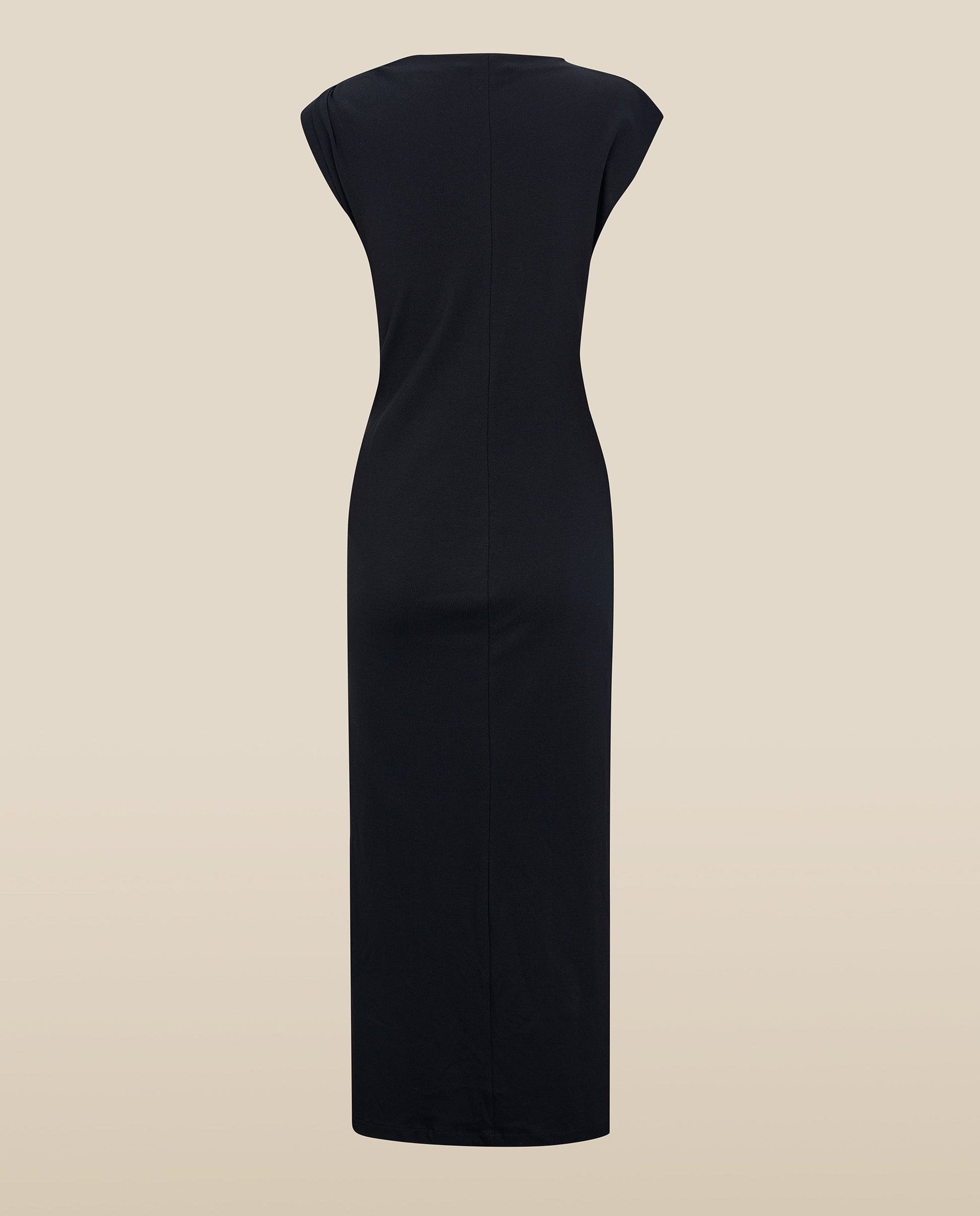 ALLIE | Vestido Midi Ajustado de Algodón Negro con Fruncido