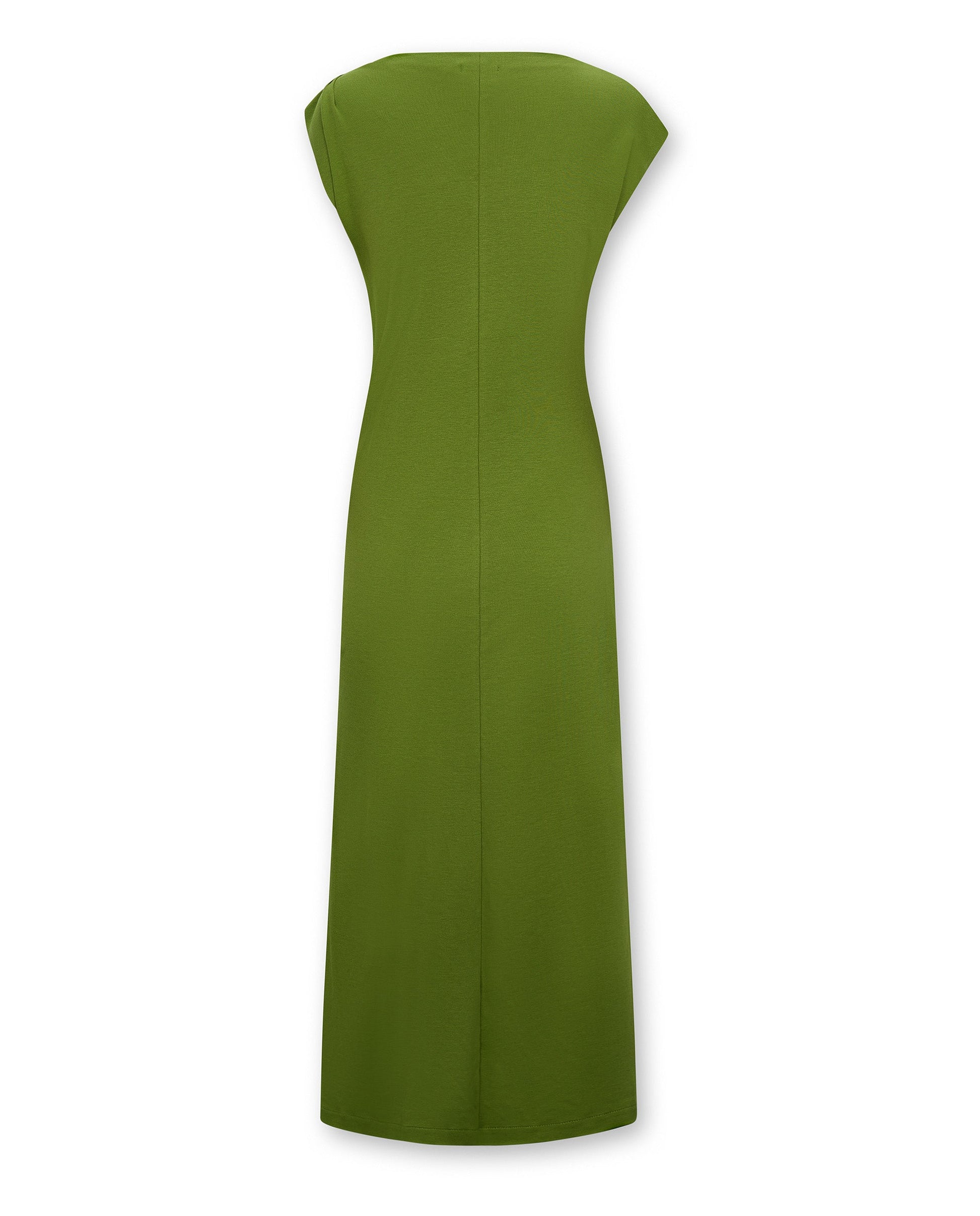 ALLIE | Vestido Midi Ajustado de Algodón Verde con Fruncido