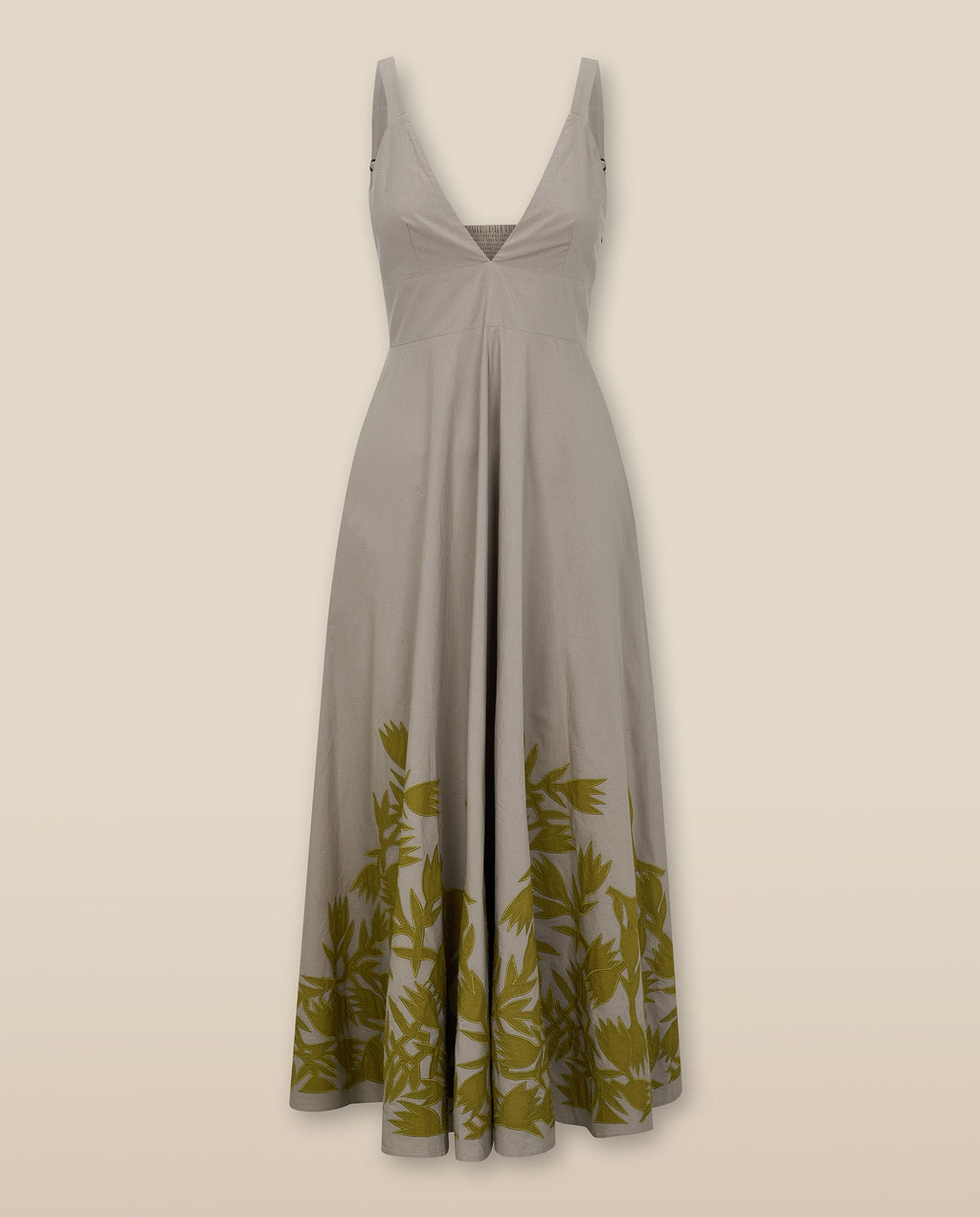 YUKTA | Vestido Midi Bordado Gris