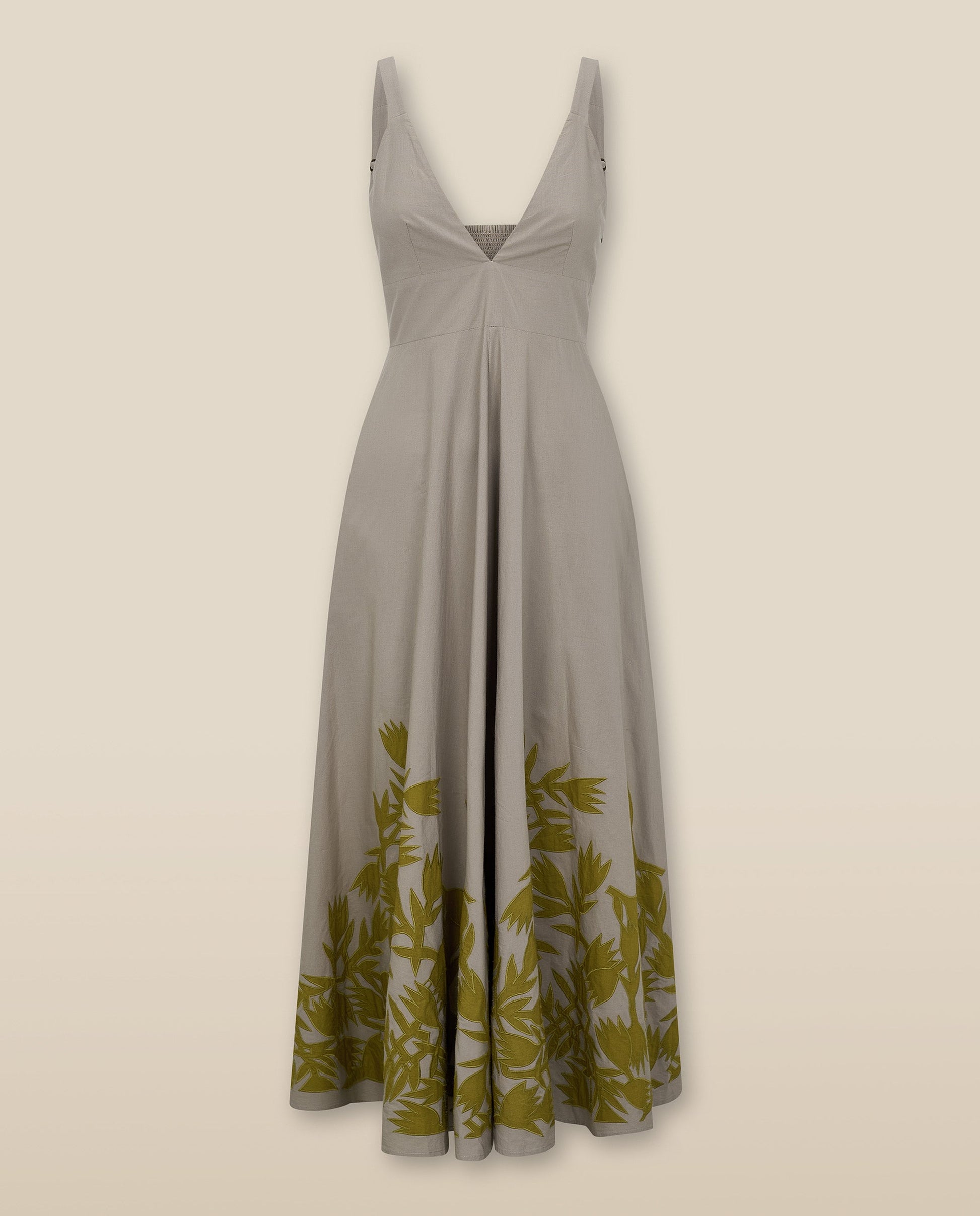YUKTA | Vestido Midi Bordado Gris