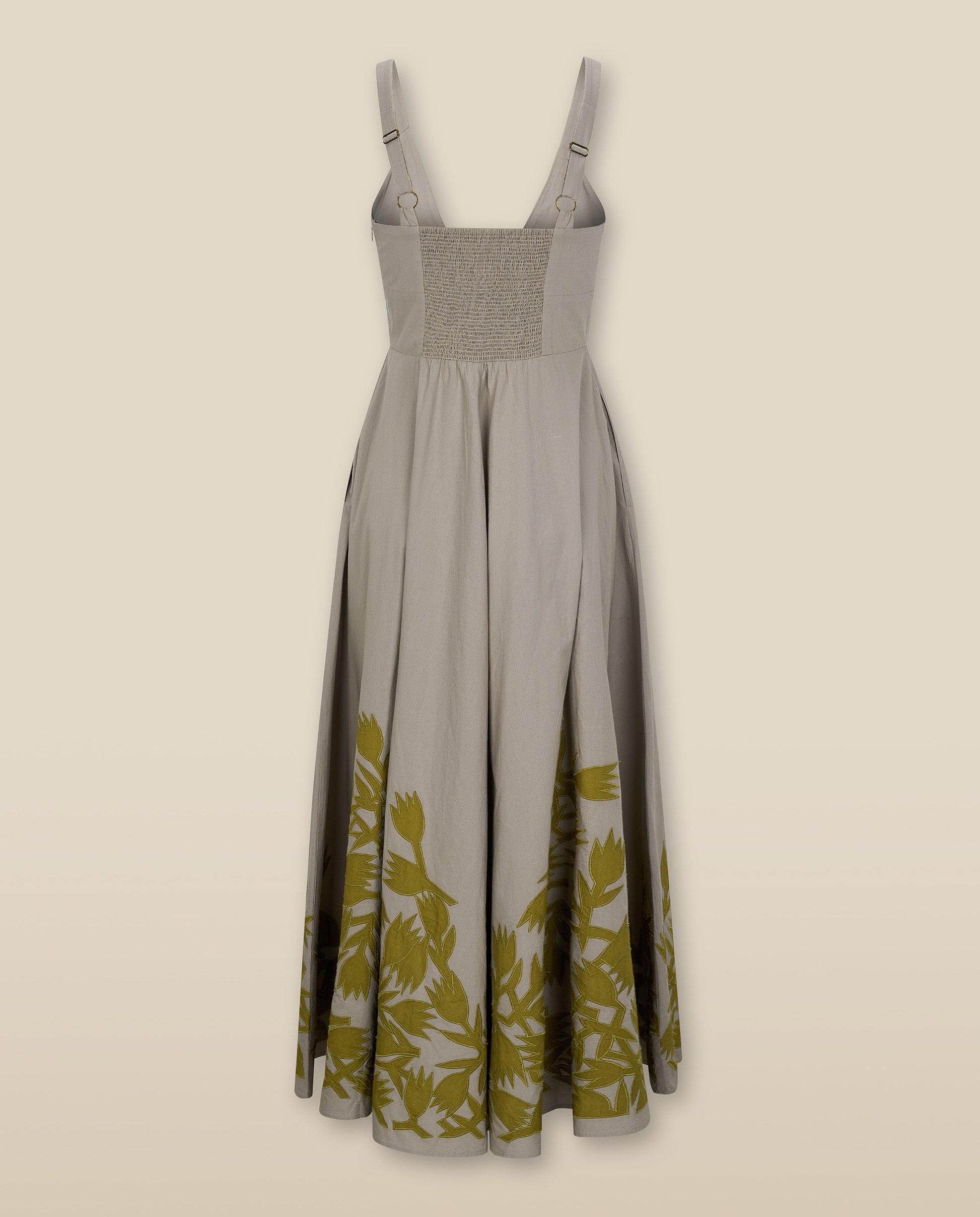 YUKTA | Vestido Midi Bordado Gris