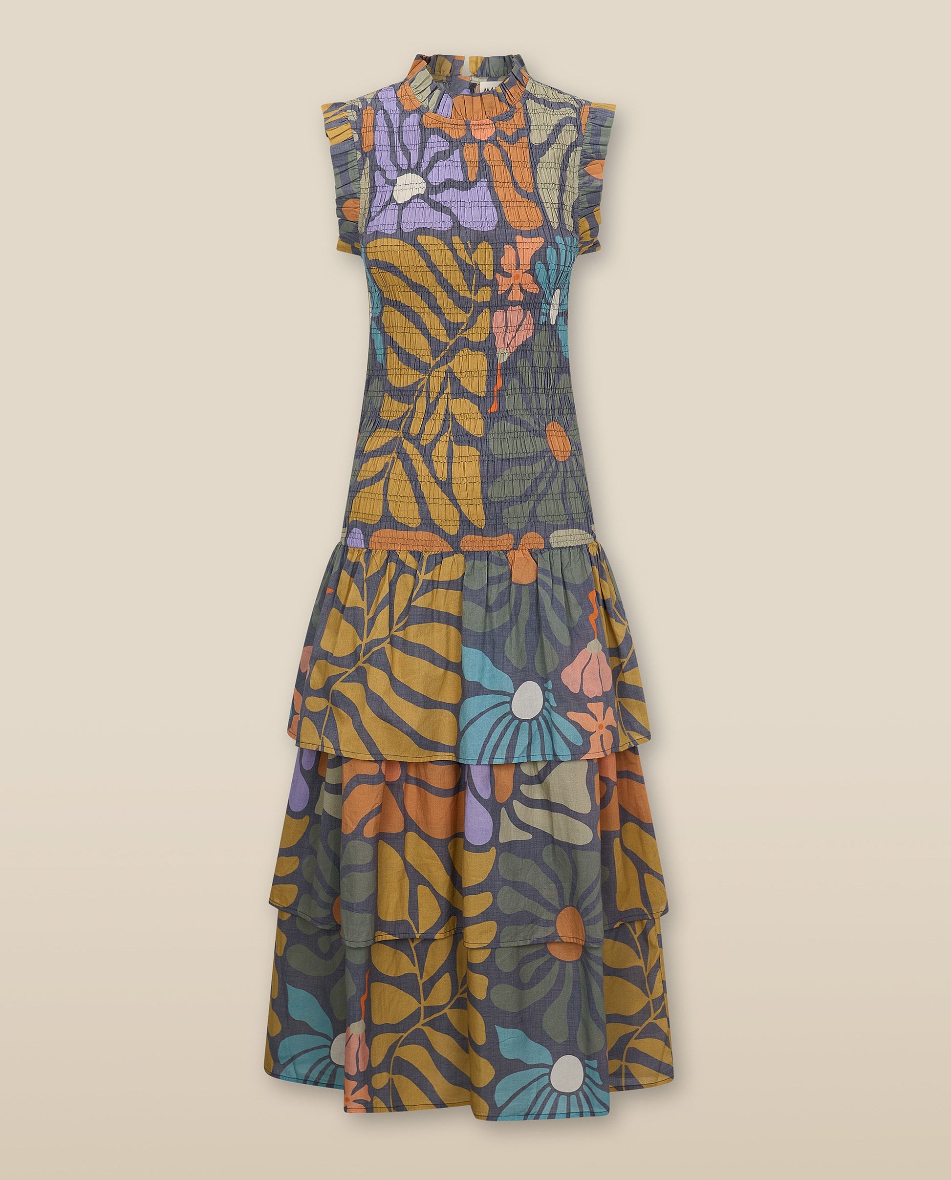 CHARITA | Vestido Midi de Algodón con Estampado Floral Multicolor