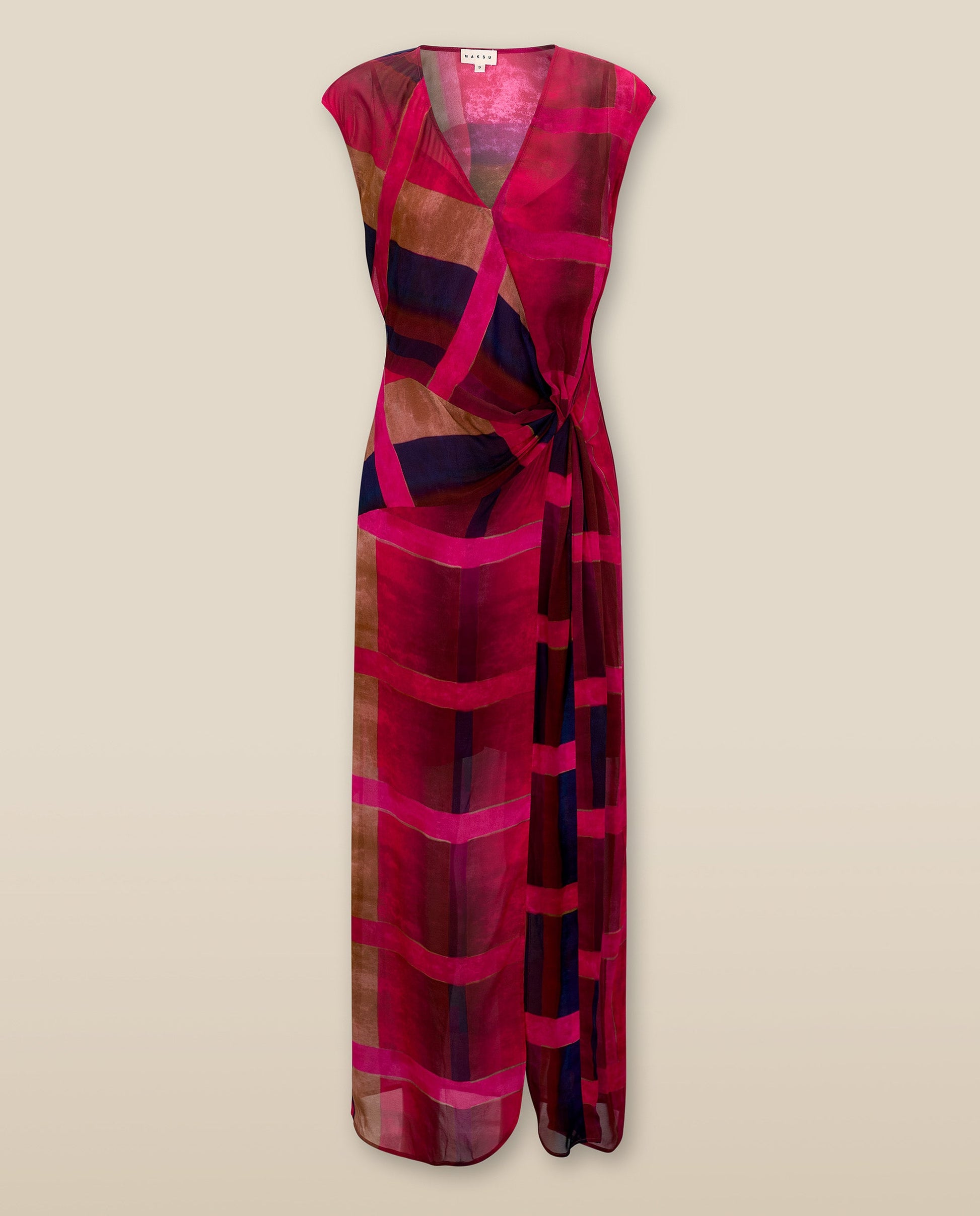 DOROTHEA | Vestido Midi Fucsia con Frente Retorcido