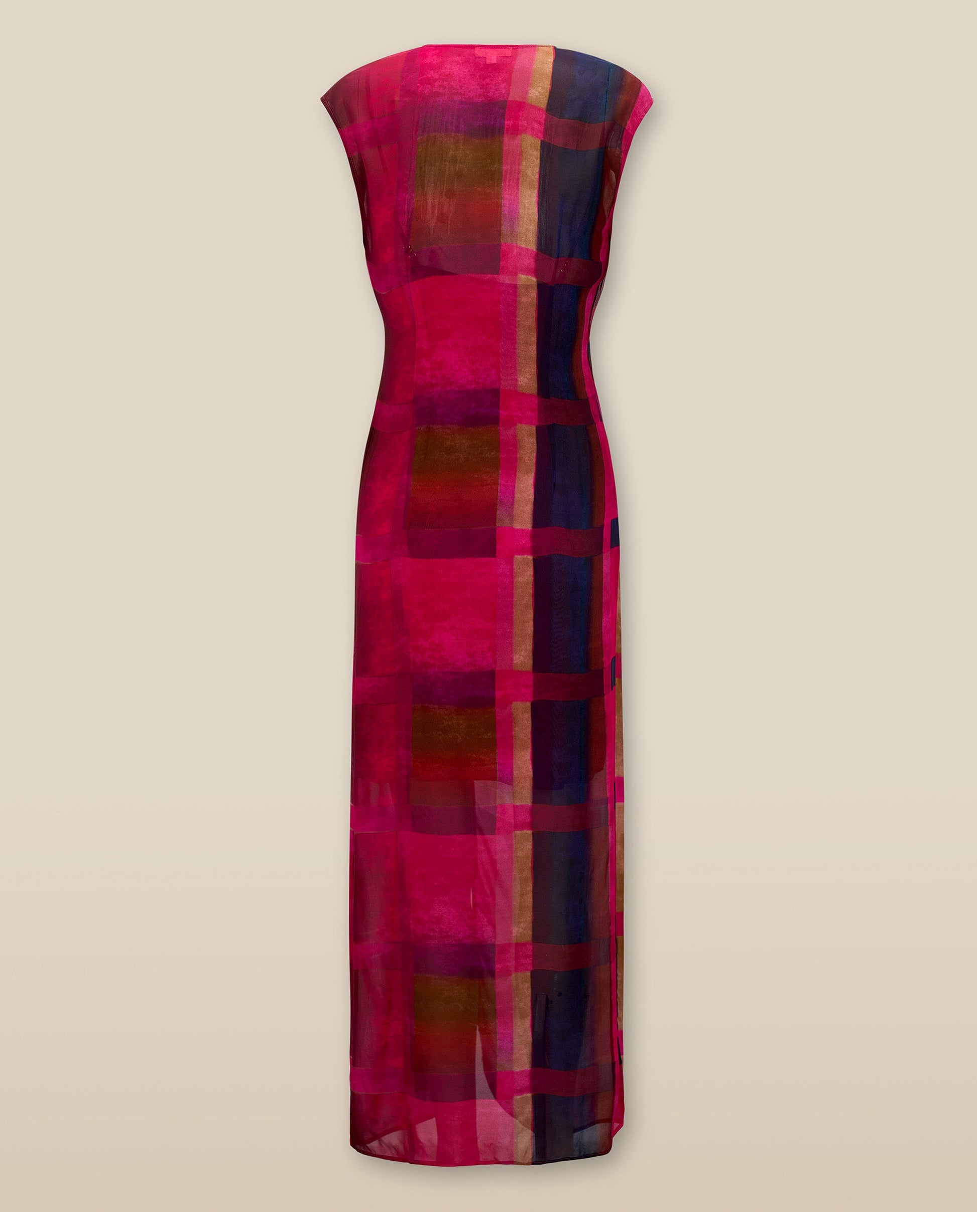 DOROTHEA | Vestido Midi Fucsia con Frente Retorcido