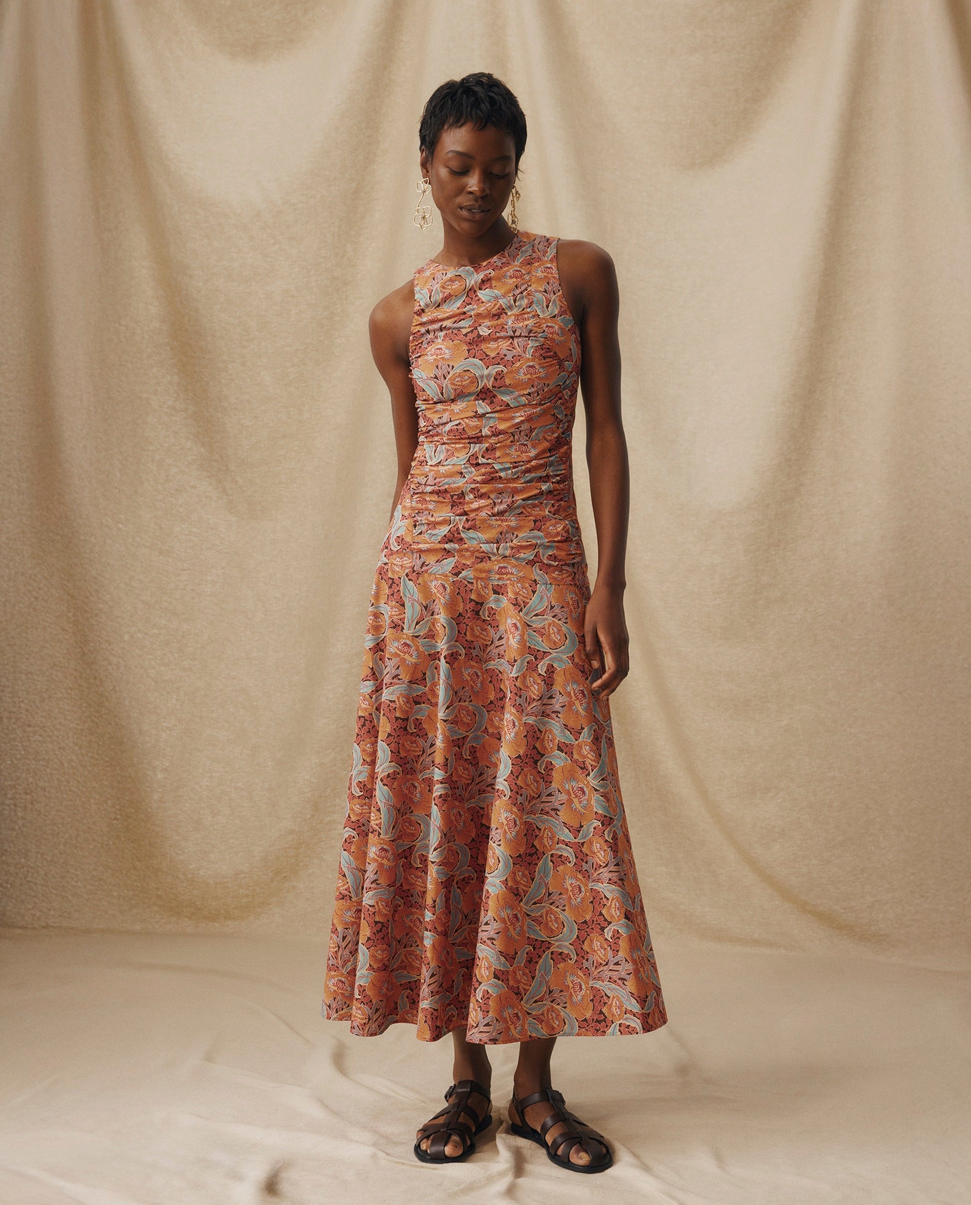 IRAMA | Vestido Midi Floral Liberty en Tonos Terracota