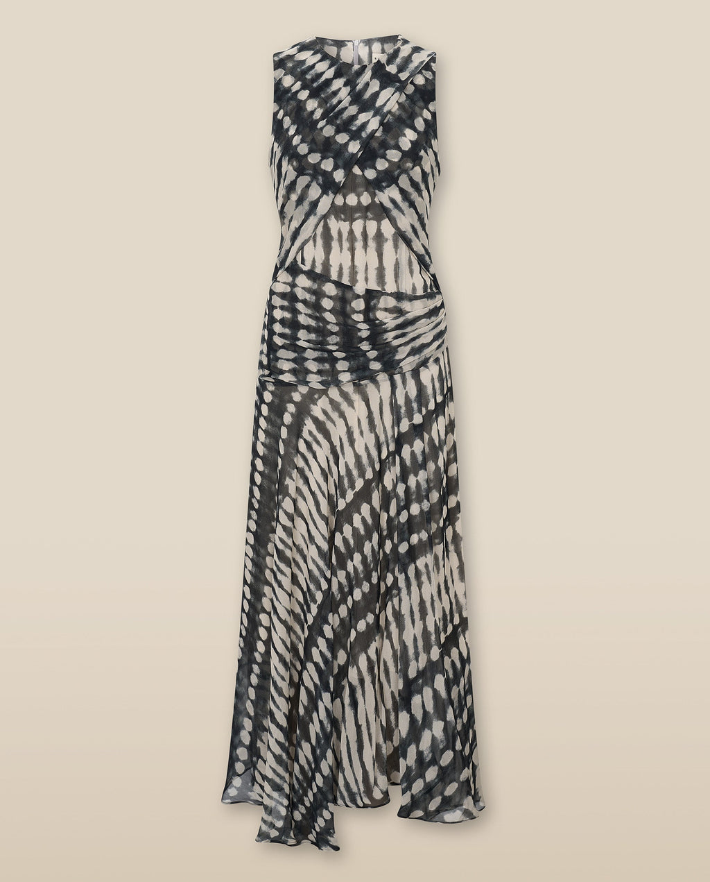 CAROLINA | Vestido Midii Cruzado con Estampado Negro y Ecru