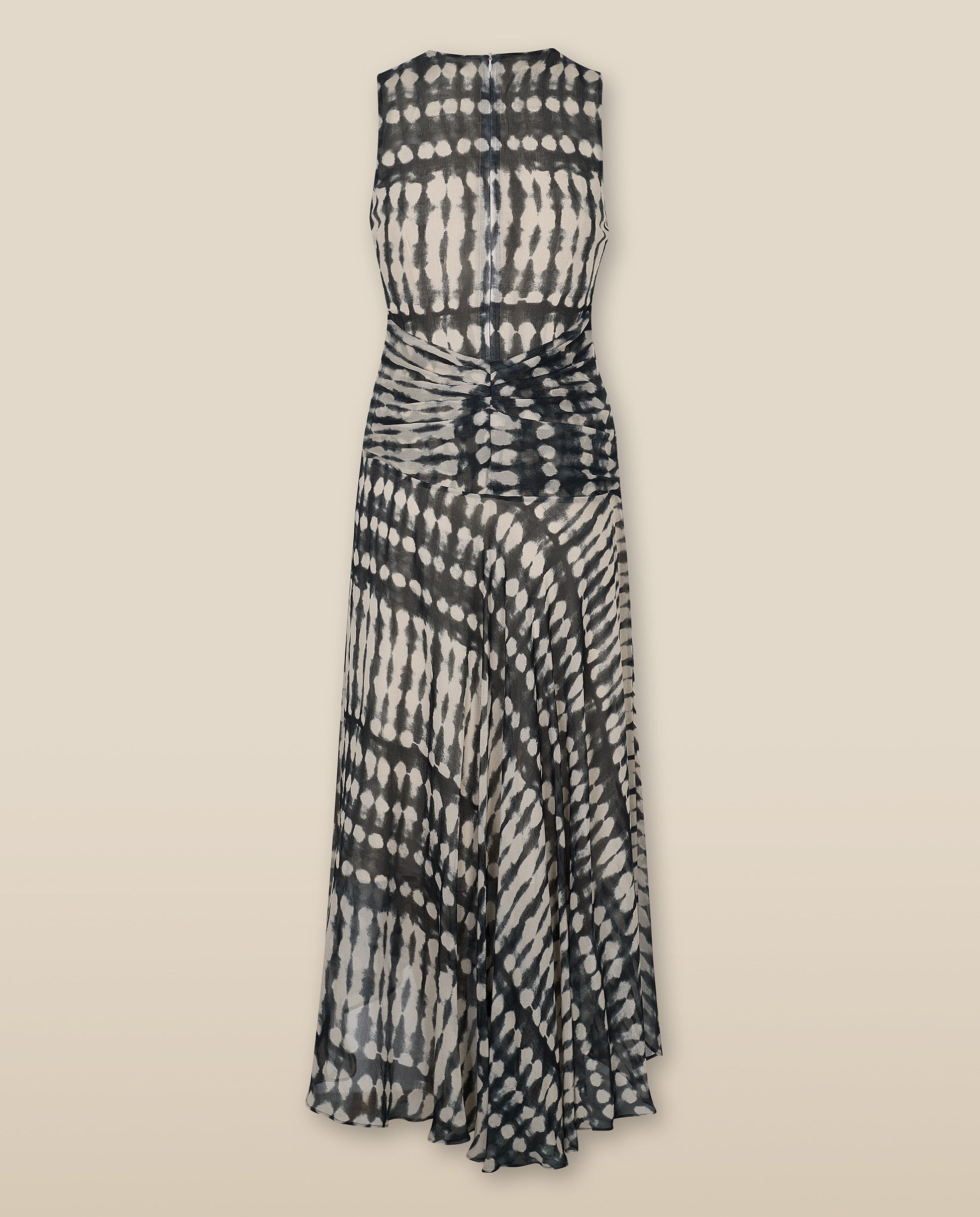 CAROLINA | Vestido Midii Cruzado con Estampado Negro y Ecru