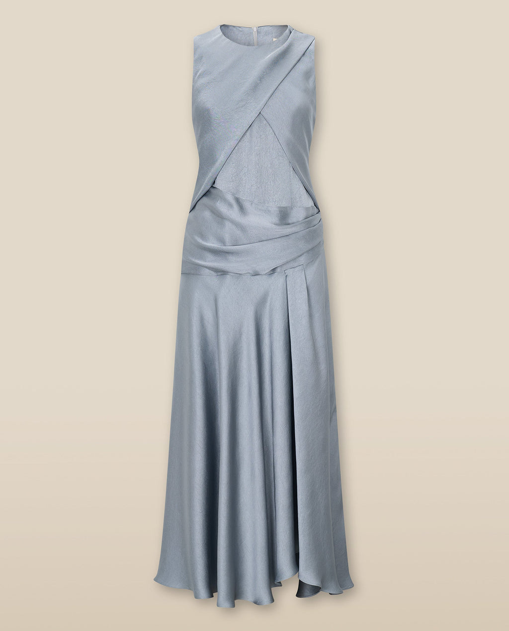 CAROLINA | Vestido Midi Cruzado de Satén Gris