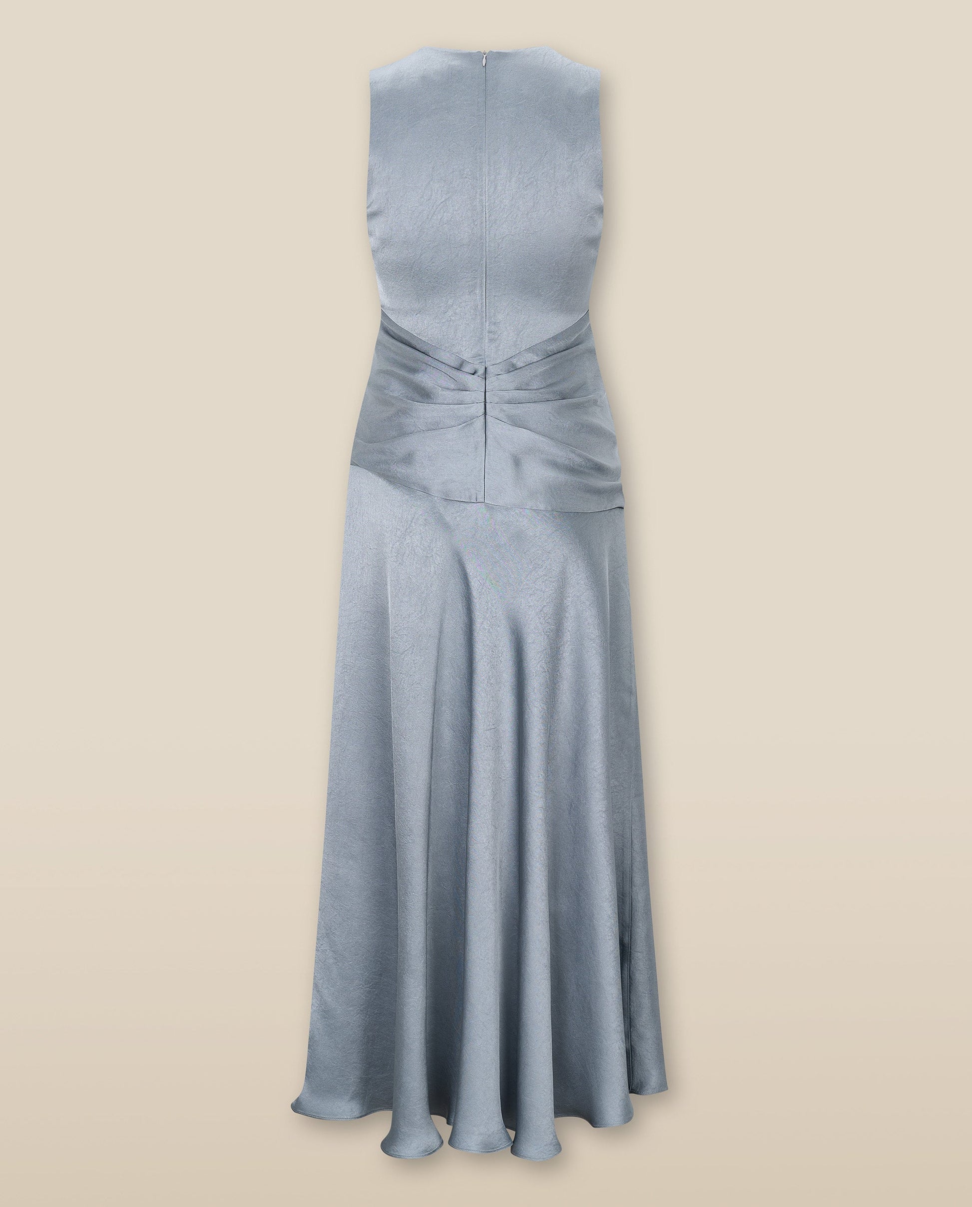 CAROLINA | Vestido Midi Cruzado de Satén Gris