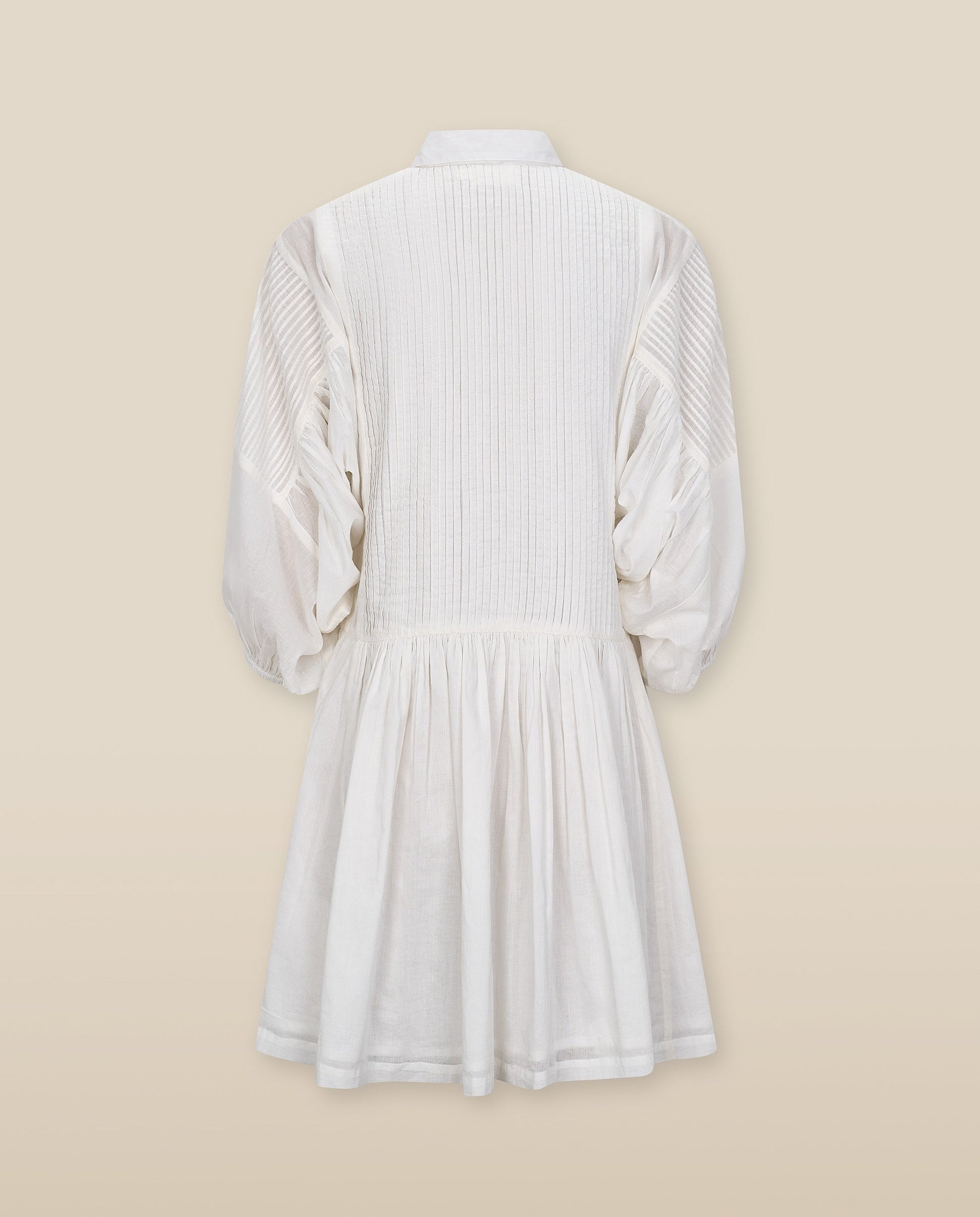 ZULIKA | Vestido Corto de Algodón Blanco con Bordado Floral Multicolor