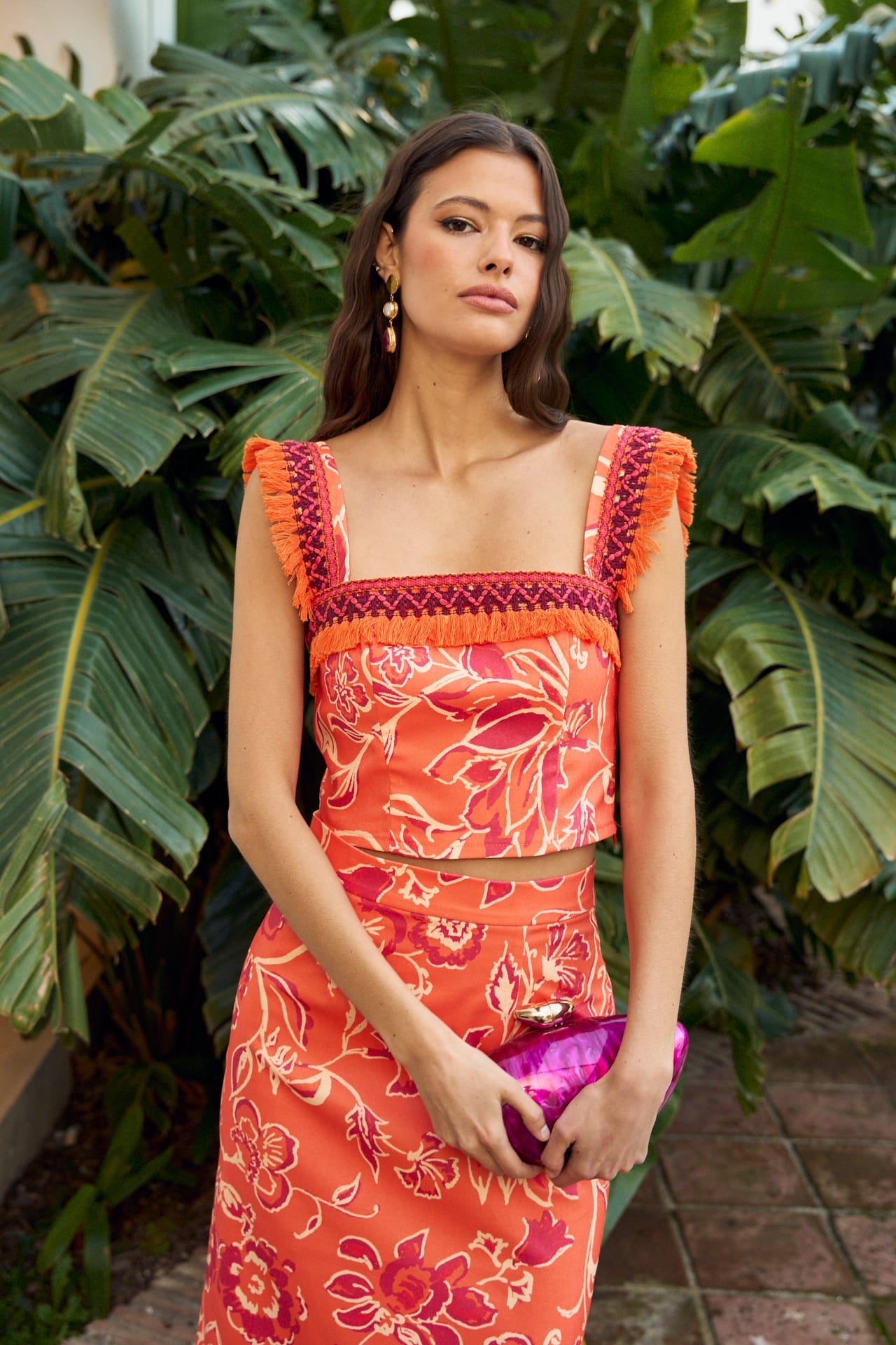 FALDA SOLERA ESTAMPADO NARANJA