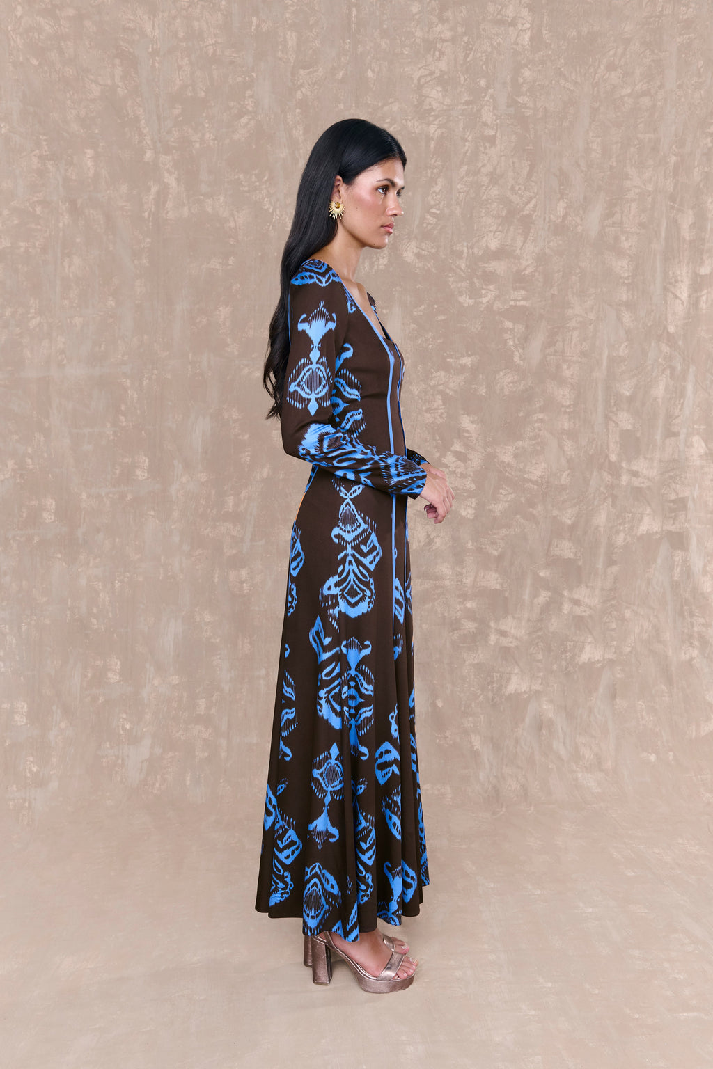 Vestido Aline  Estampado Marron