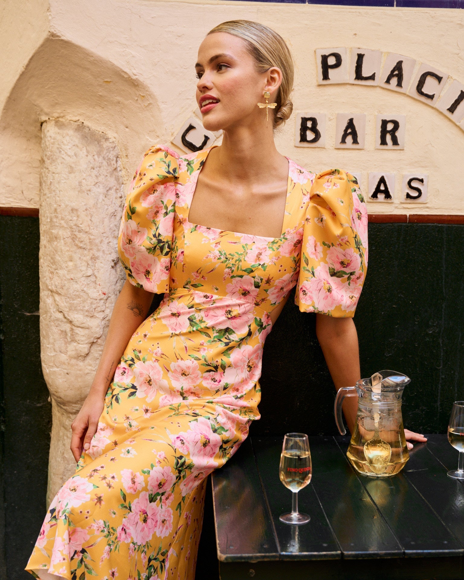 Vestido Pipa Estampado Floral Amarillo